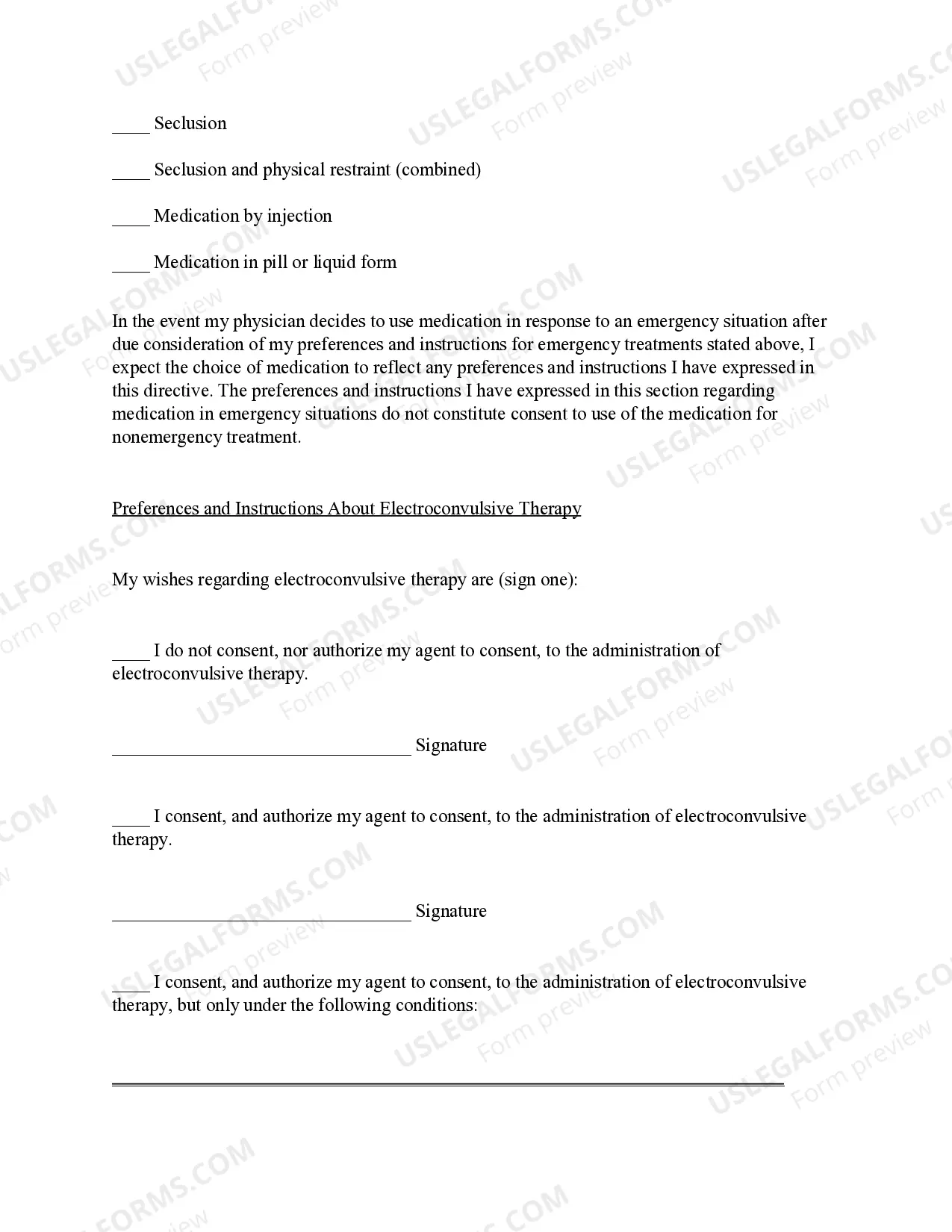 Preview Advance Directive for Mental Health Treatment