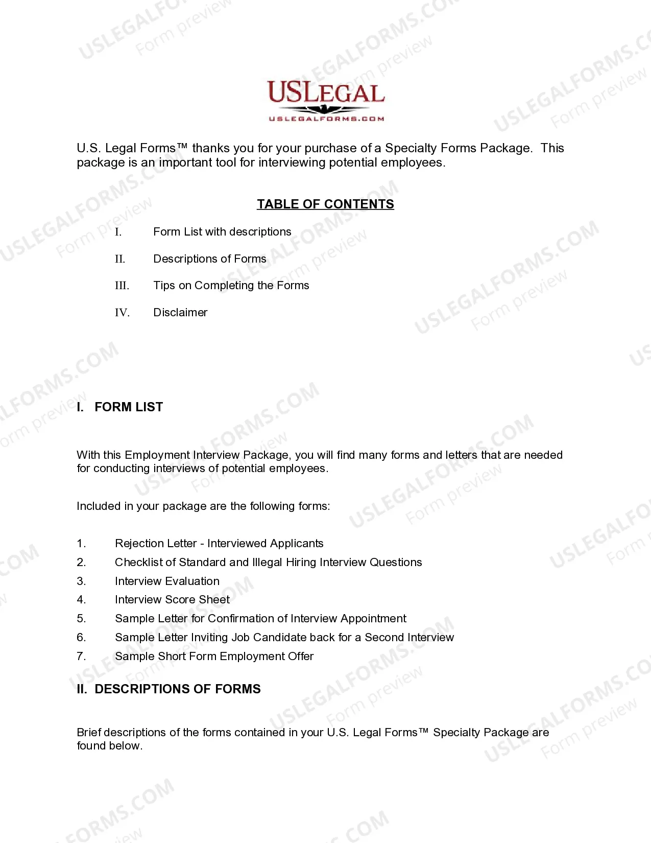 Preview New Mexico Employment Interview Package