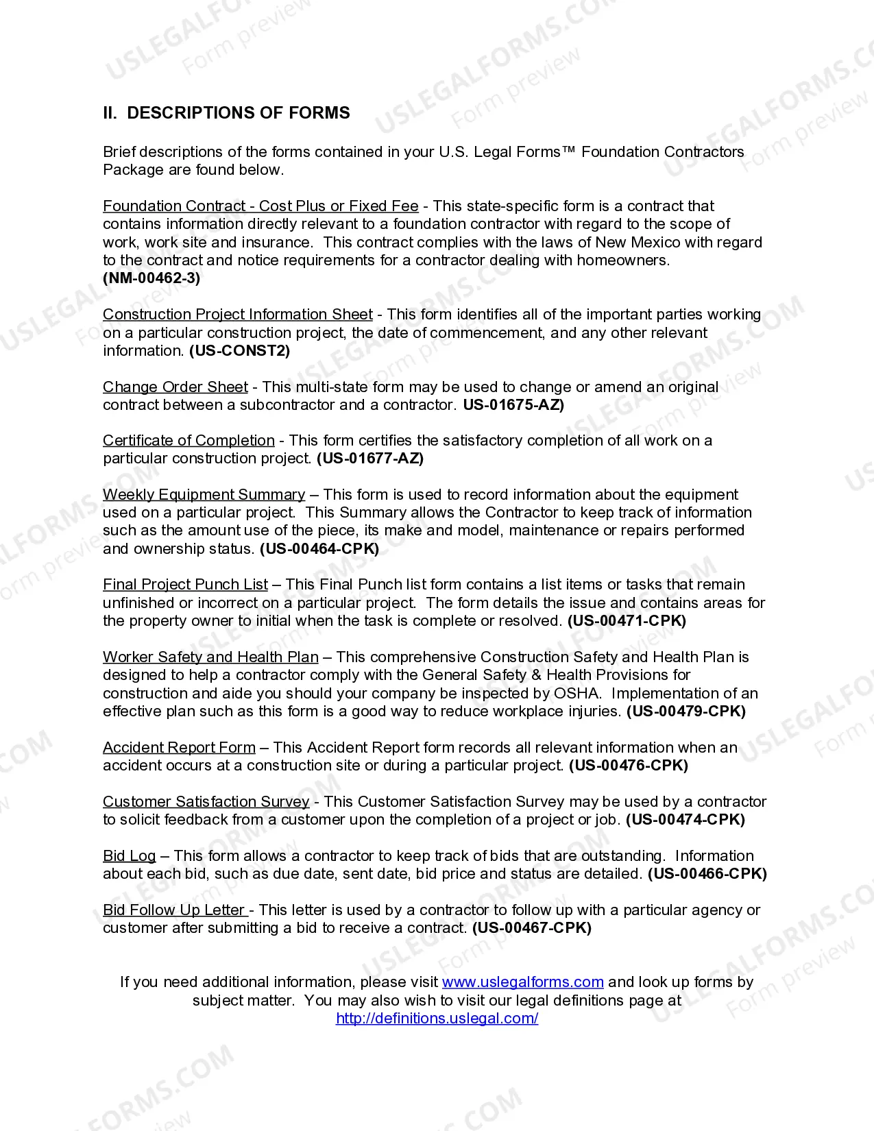 Preview New Mexico Foundation Contractor Package