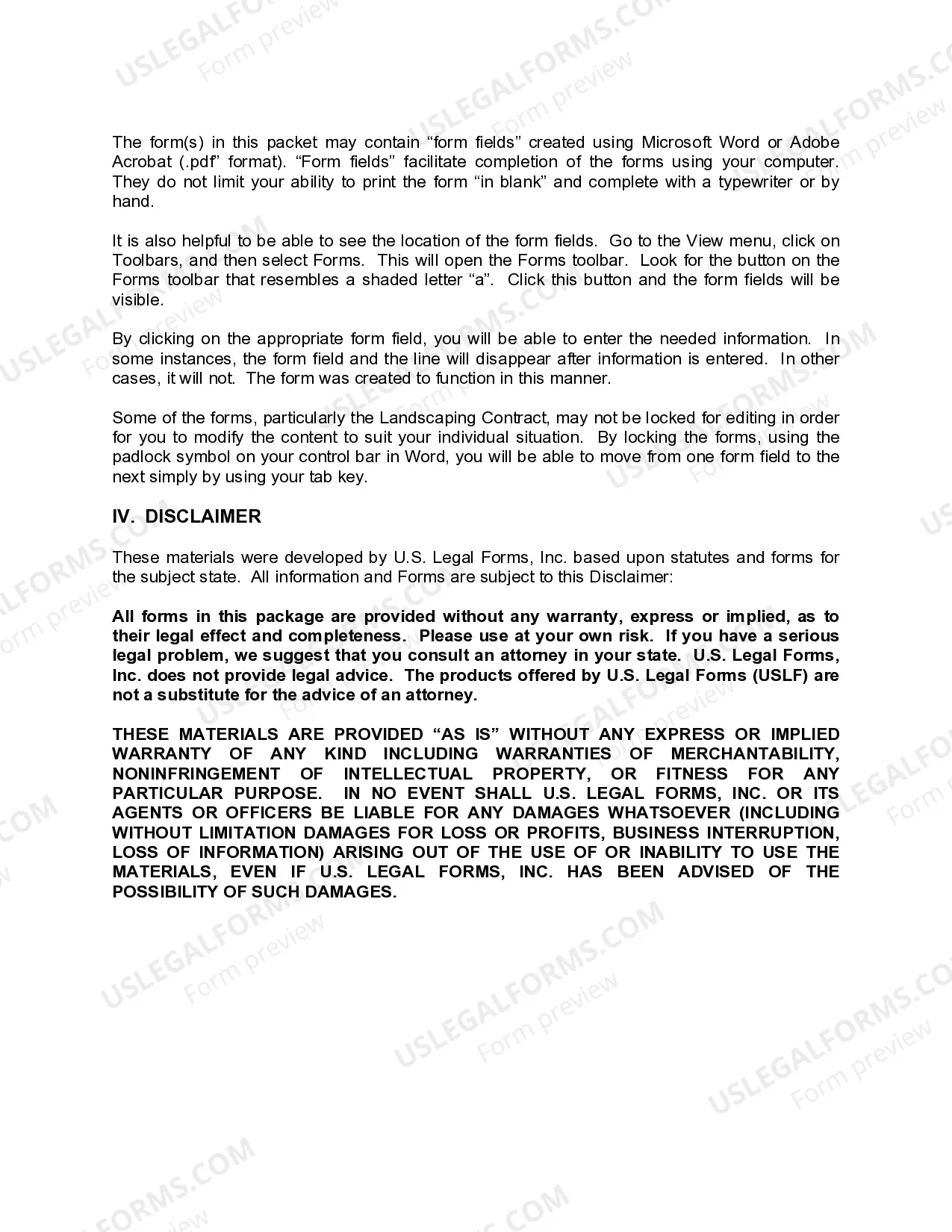 Preview New Mexico Landscaping Contractor Package