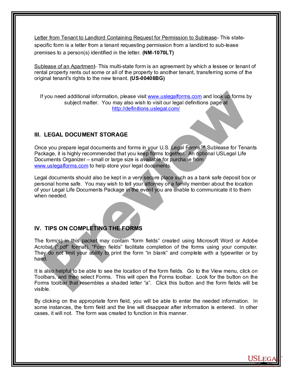 page 3 Landlord Tenant Sublease Package preview
