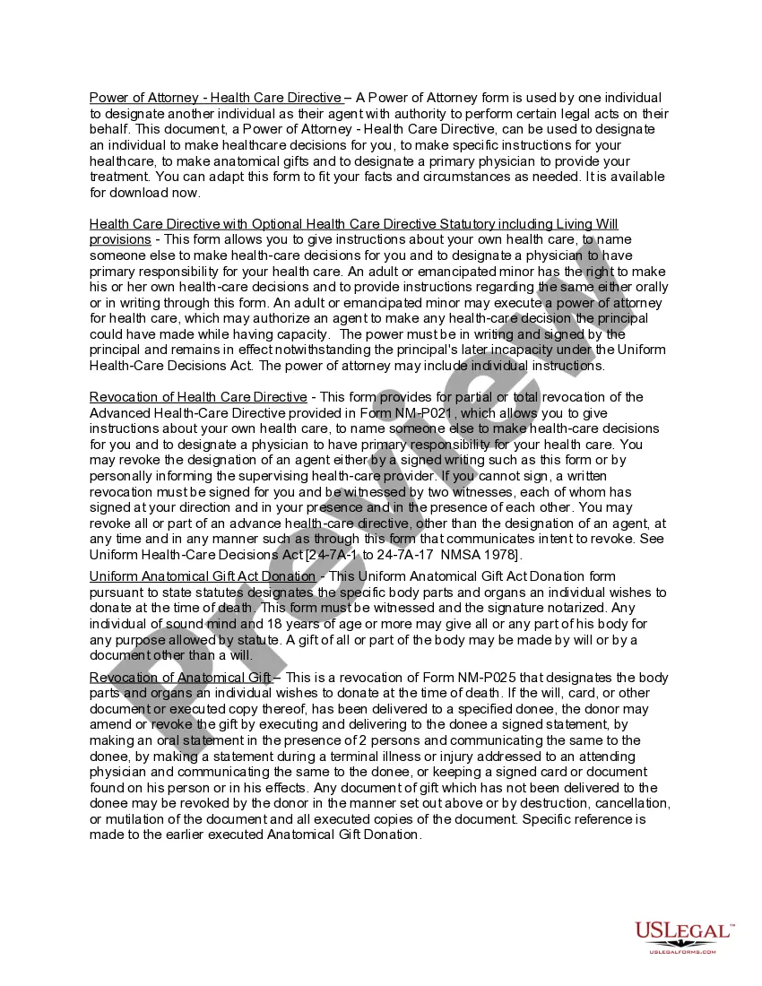 Get New Mexico Living Wills and Health Care Package Preview New Mexico Living Wills and Health Care Package