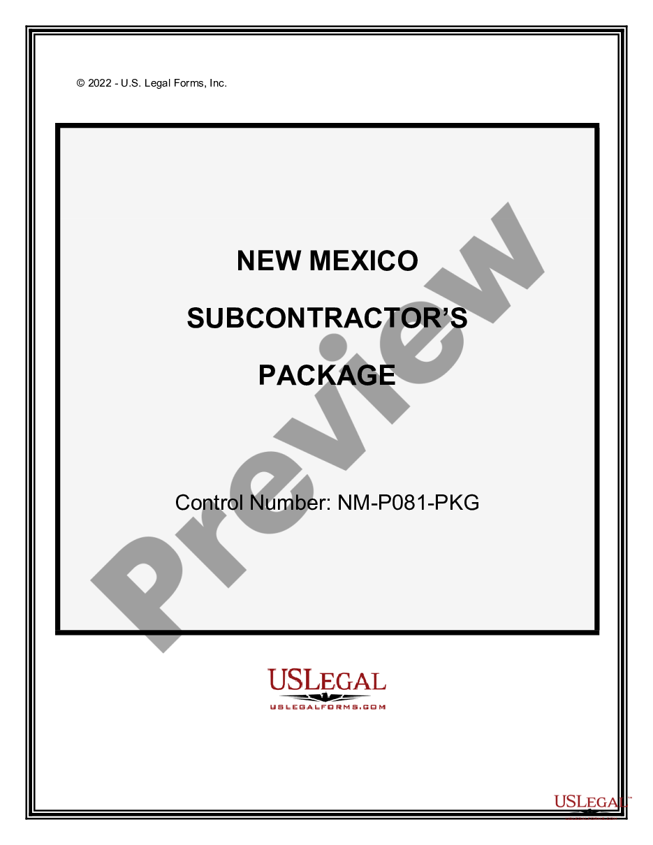 page 0 Subcontractors Package preview