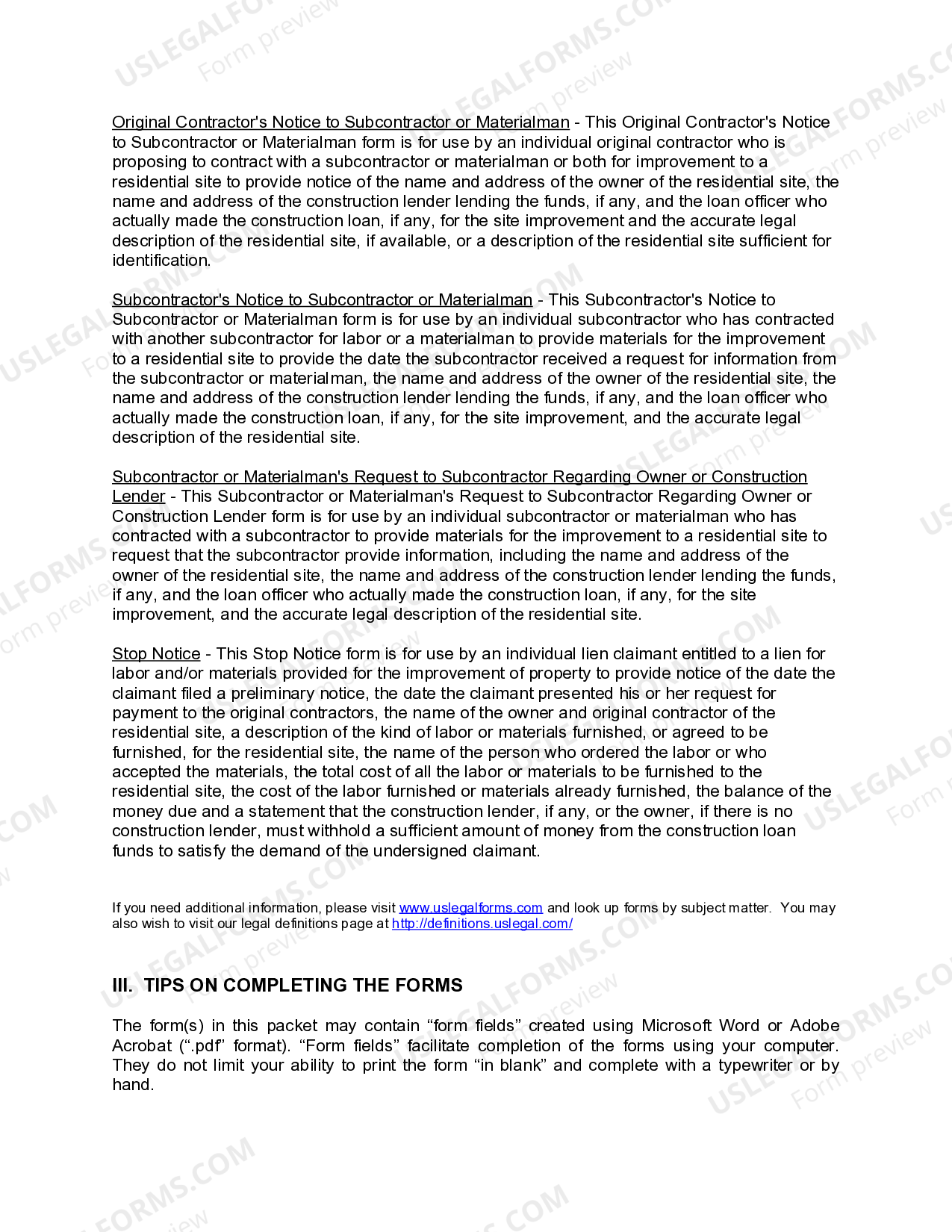 New Mexico Construction or Mechanics Lien Package Lien US Legal Forms