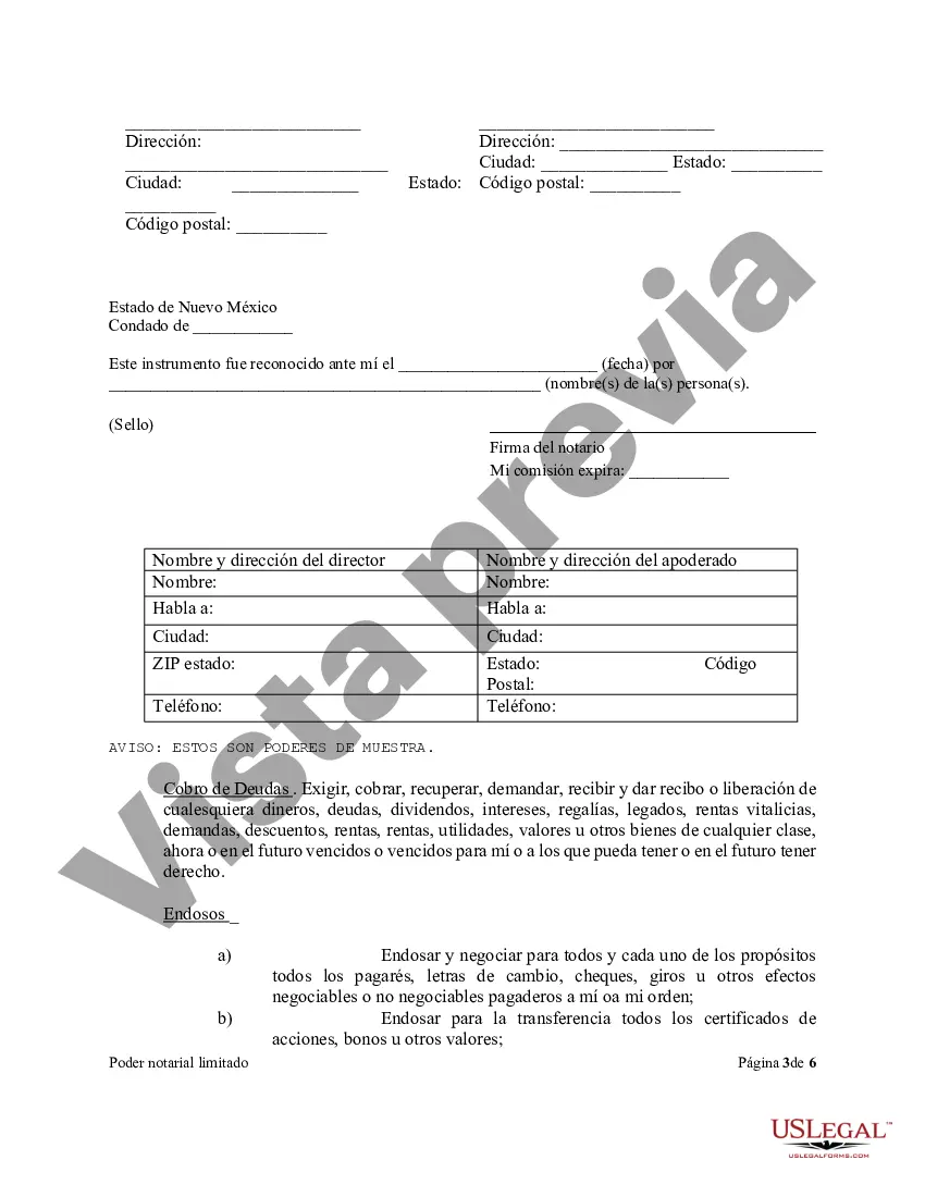 Preview Poder notarial limitado en el que se especifican poderes con ejemplos de poderes incluidos