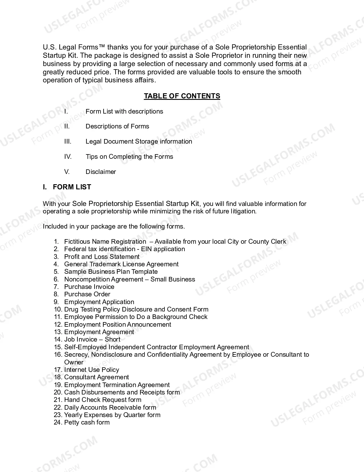 Preview New Mexico Sole Proprietorship Essential Startup Kit