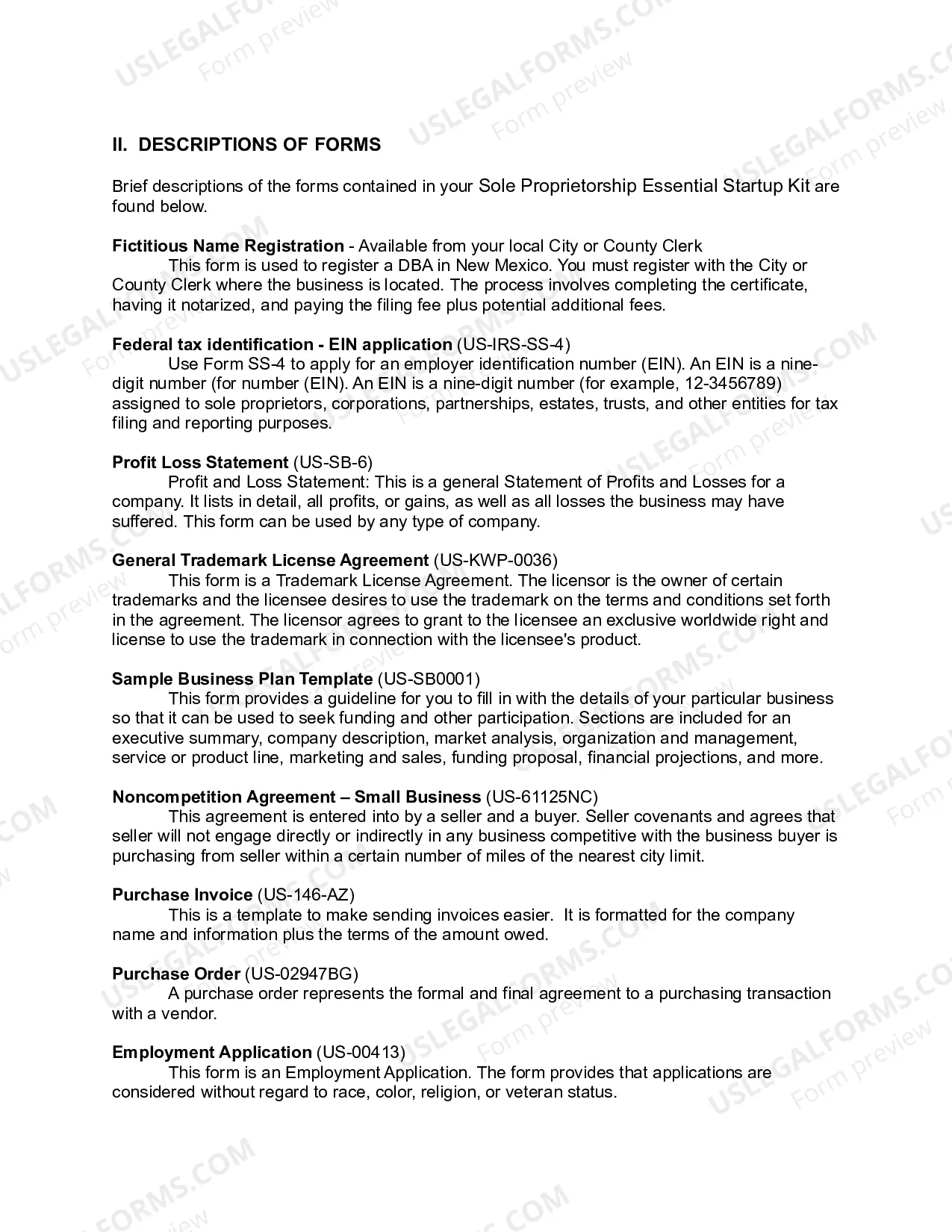 Preview New Mexico Sole Proprietorship Essential Startup Kit