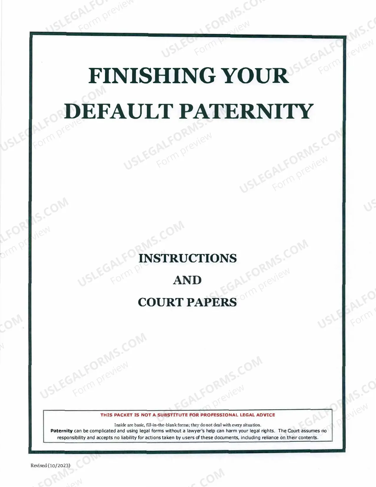 Preview Finishing Your Default Paternity Package - Third Judicial District