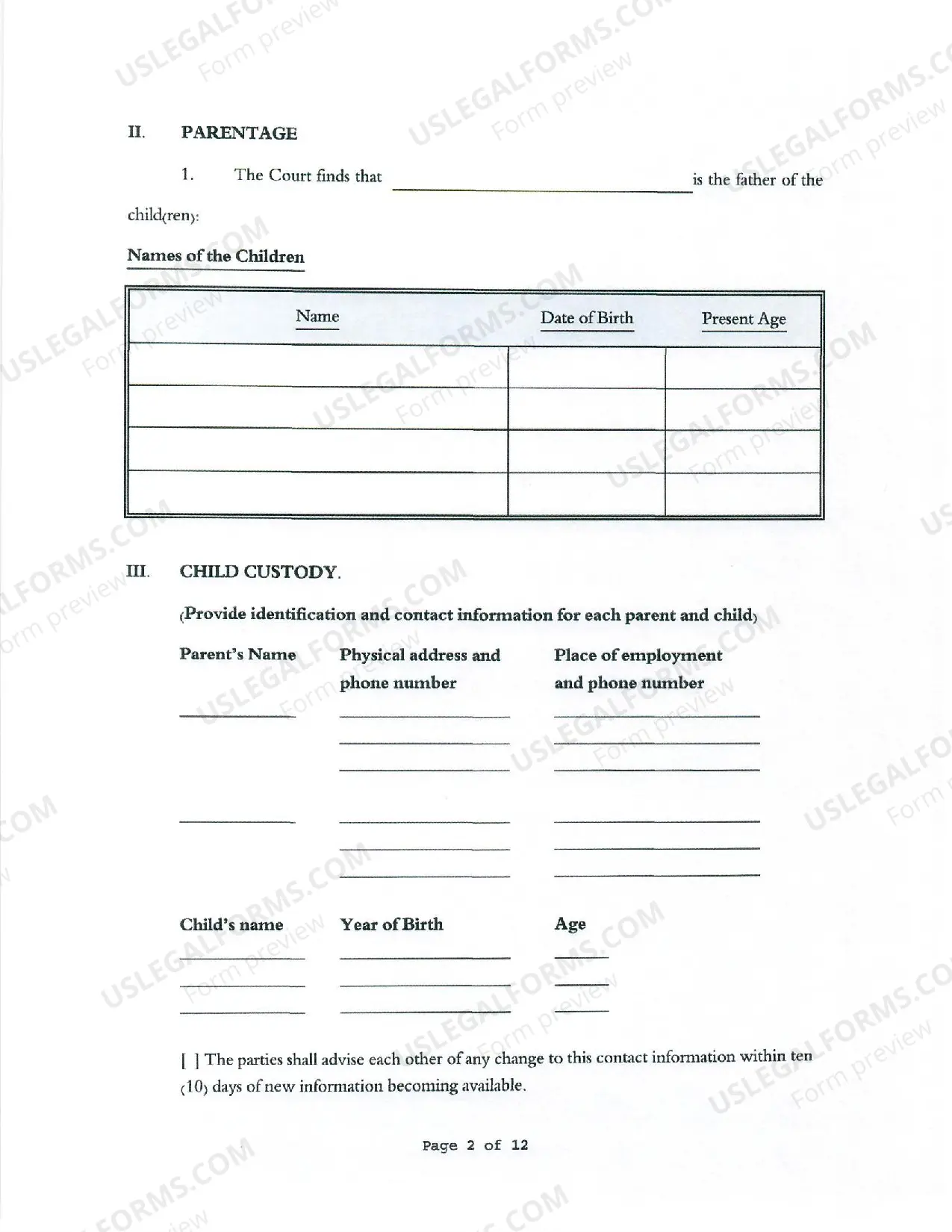 Preview Finishing Your Default Paternity Package - Third Judicial District