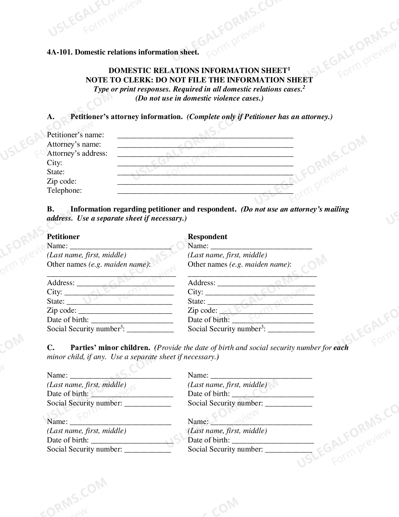 Preview Paternity Package - Contested - One Parent Filing Alone - Third Judicial District