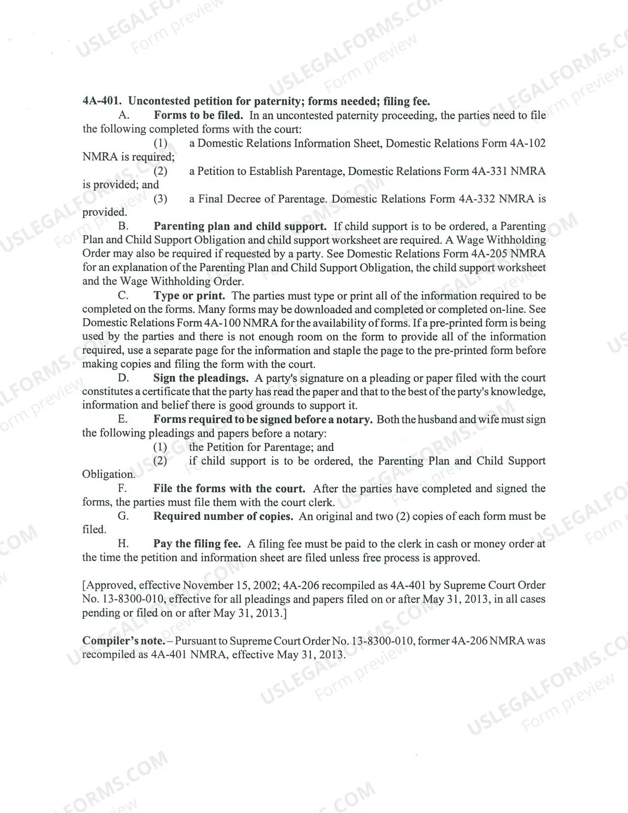 Preview Paternity Package - Uncontested - Both Parents Filing - Third Judicial District