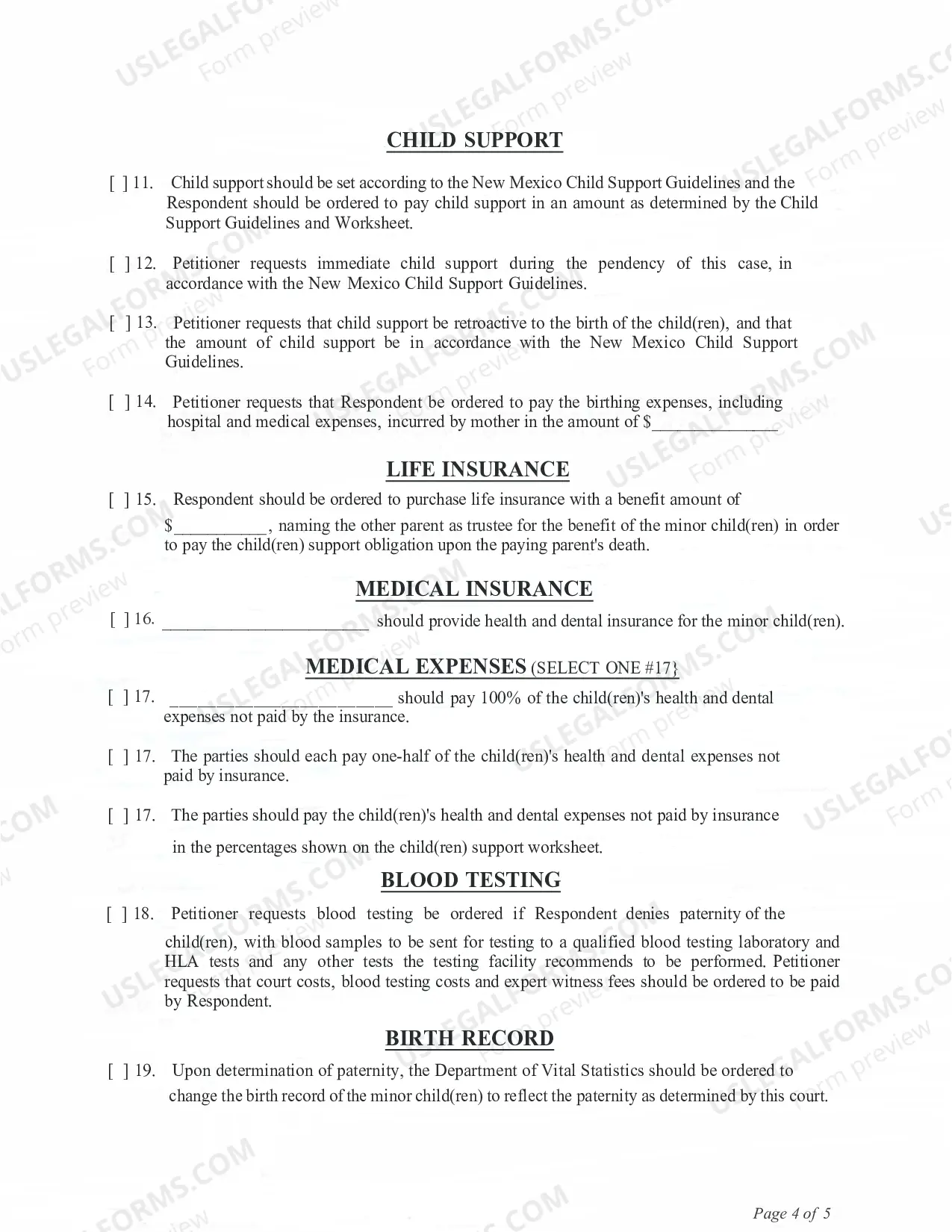 Preview Paternity Package - Contested - Sixth Judicial District