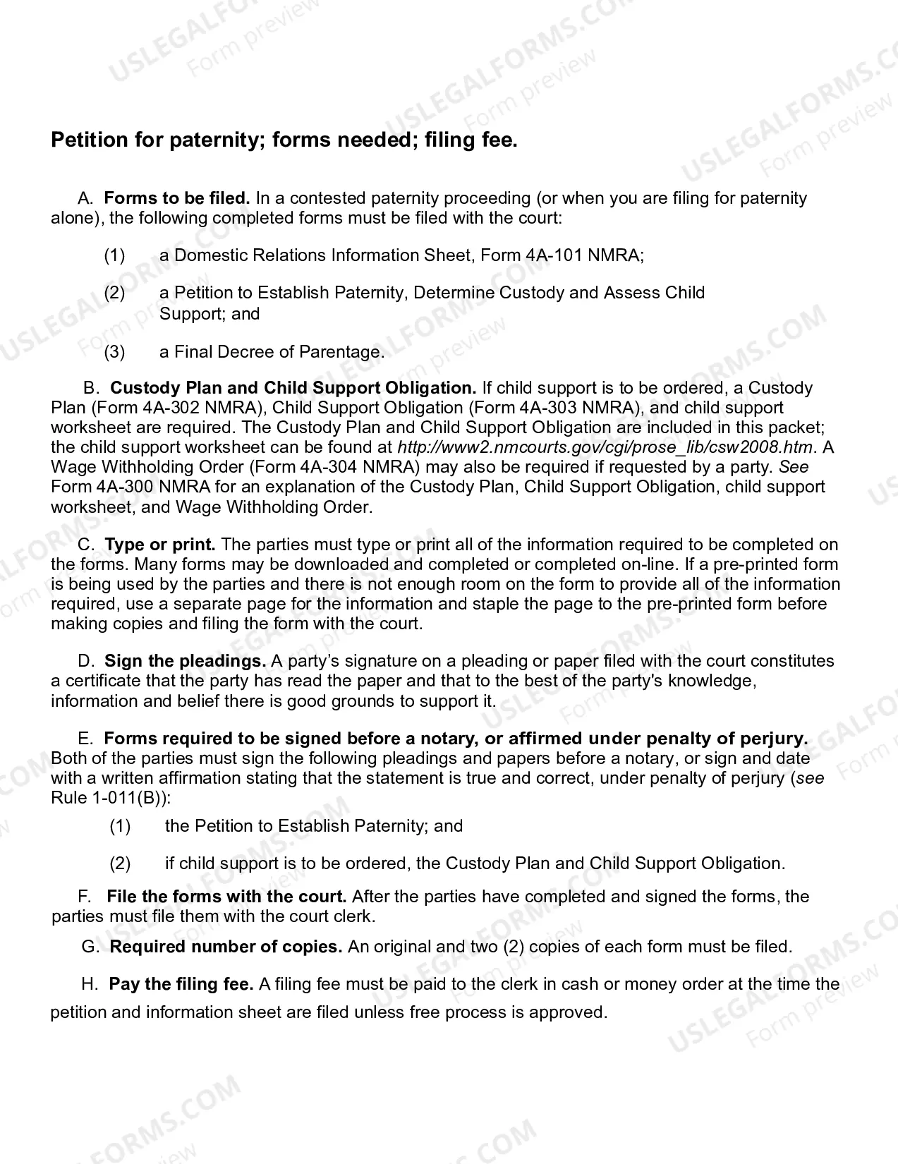 Preview Paternity Package - Contested - Sixth Judicial District