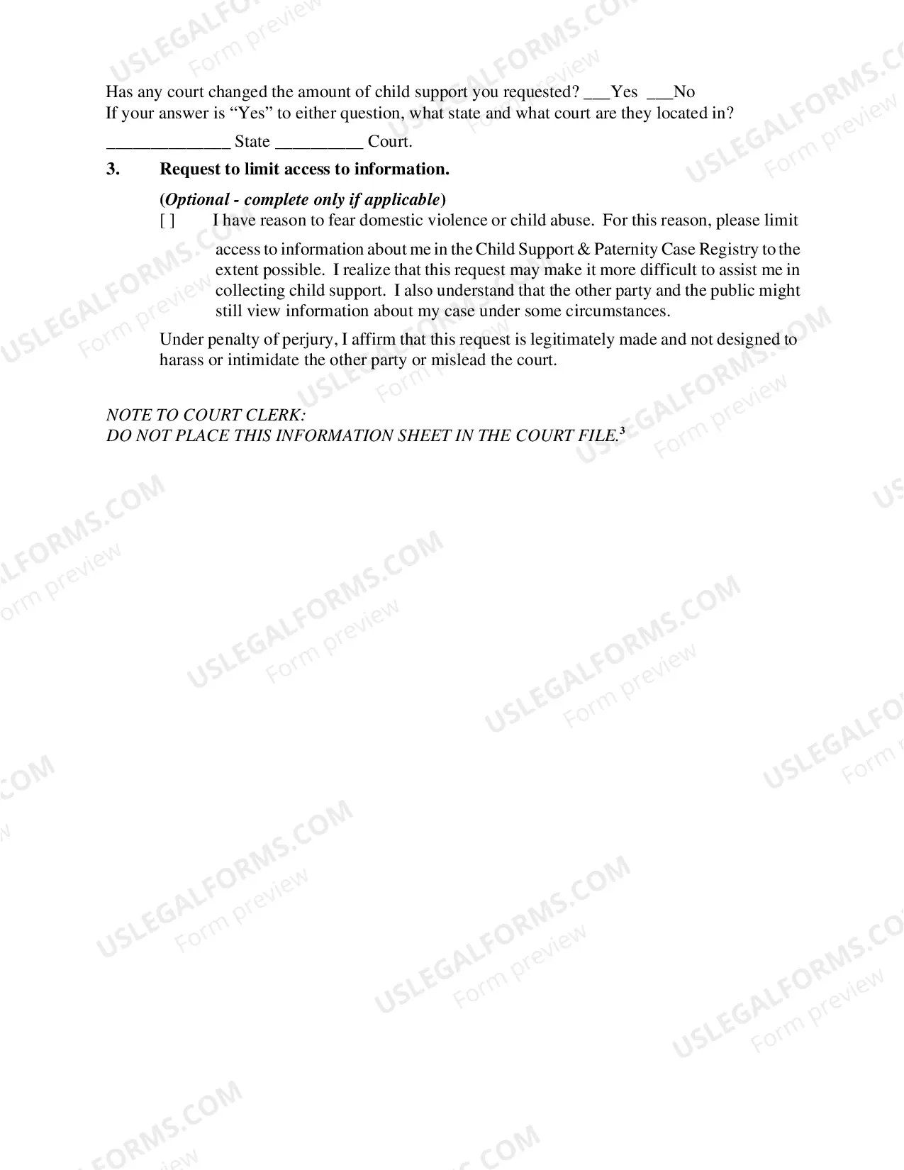 Preview Paternity Package - Contested - Sixth Judicial District