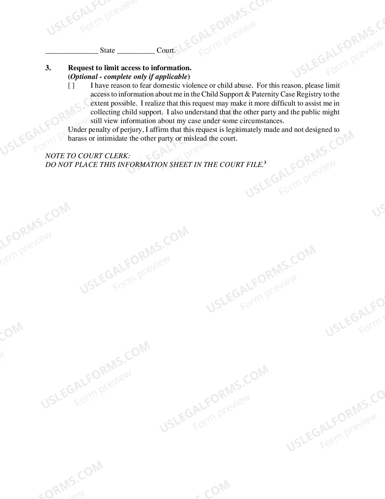 Preview Paternity Package - Uncontested Parents Agree - Fifth Judicial District