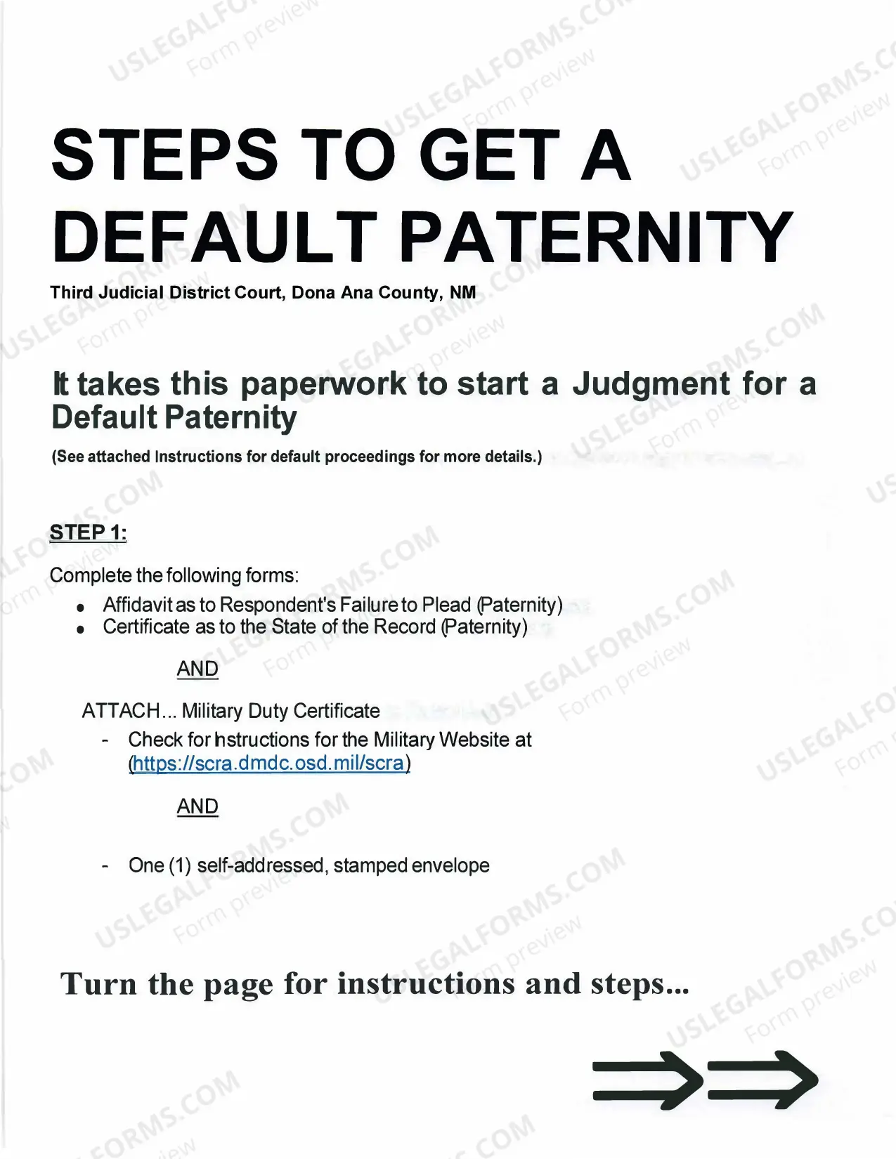 Preview Starting Your Default Paternity Package - Third Judicial District