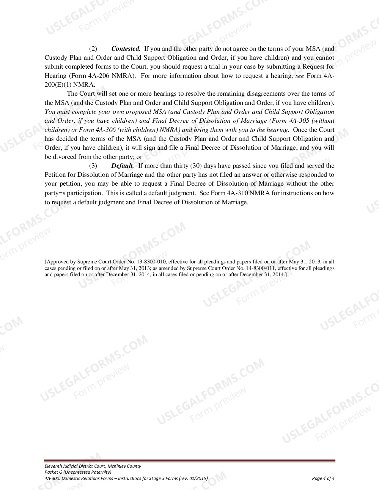 Preview Uncontested Paternity Package - McKinley County
