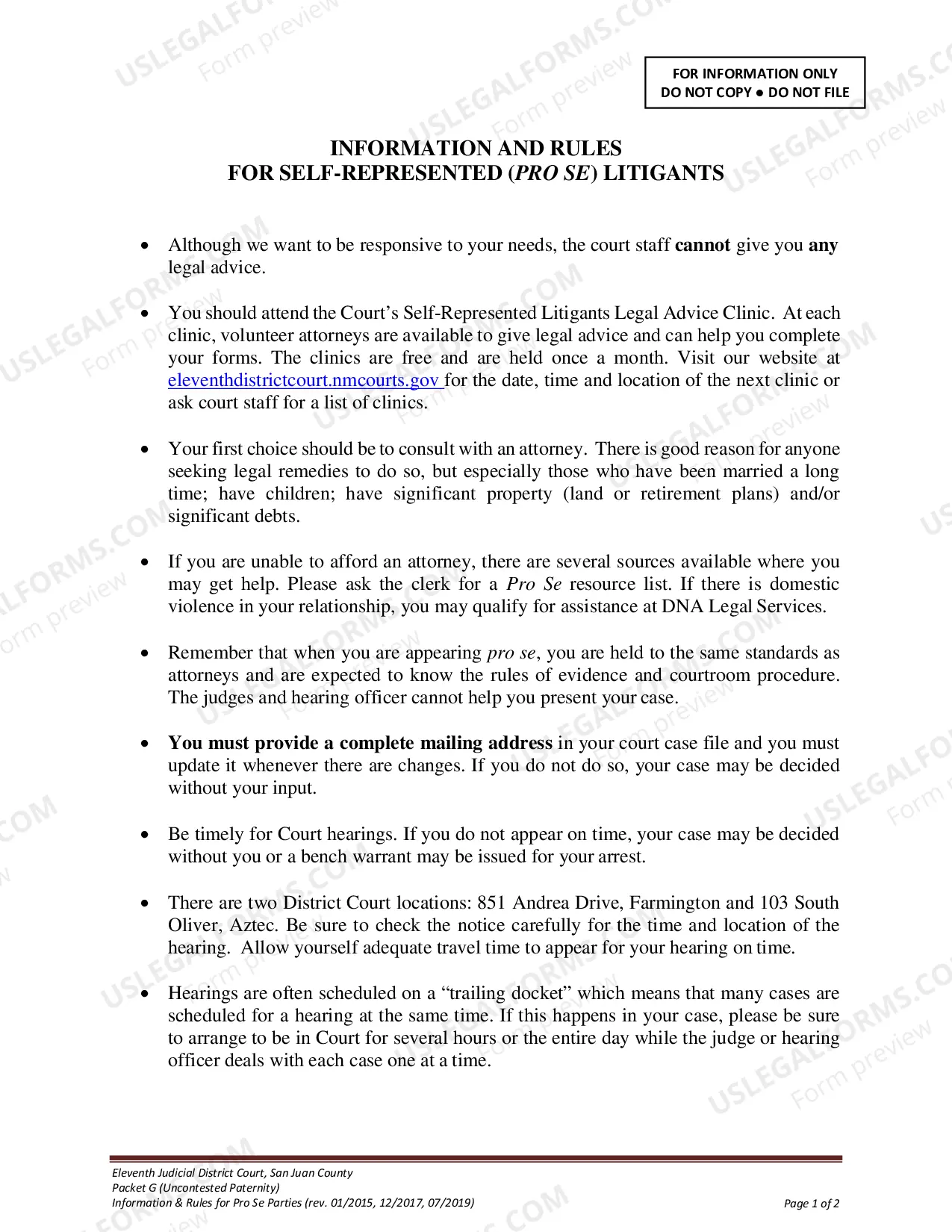 Preview Uncontested Paternity Package - San Juan County