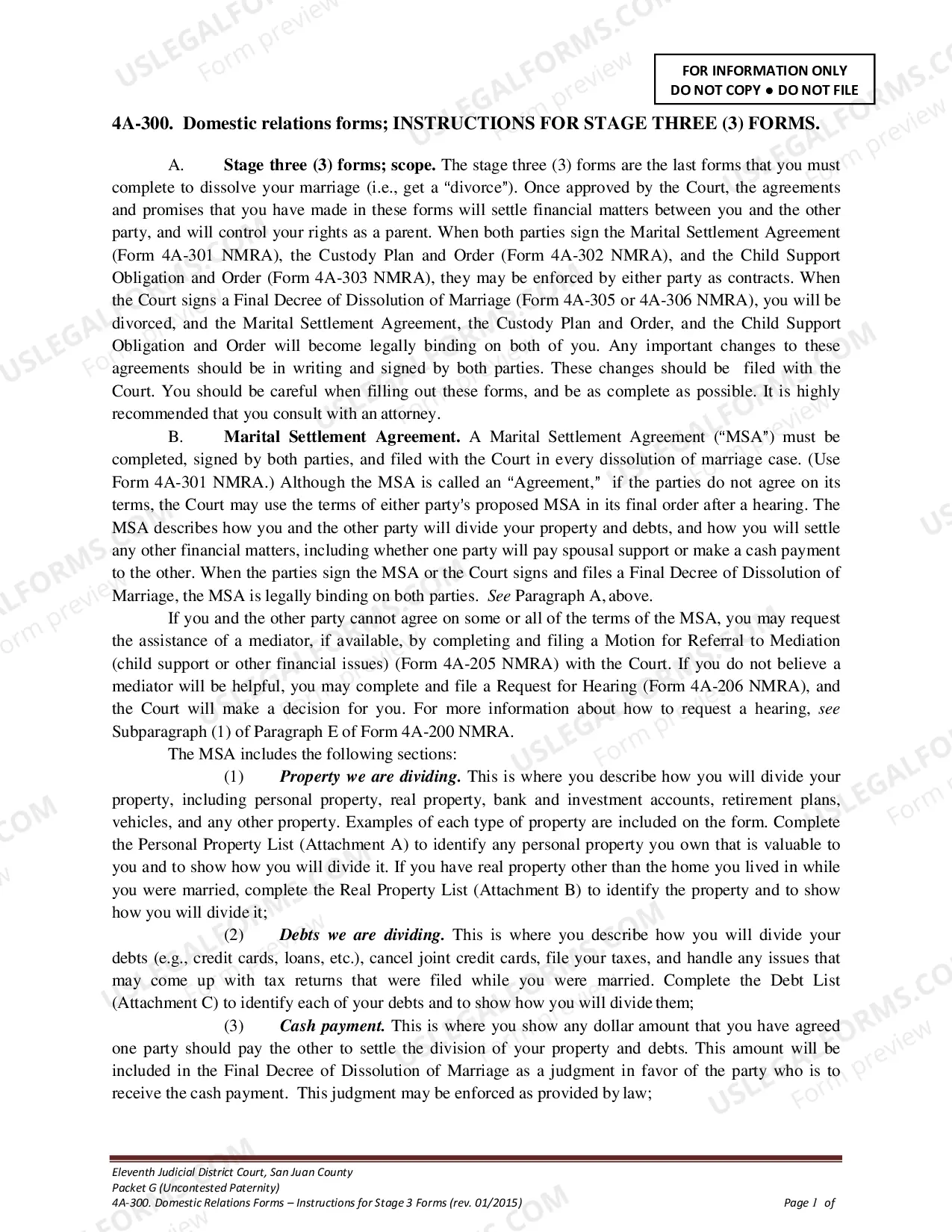Preview Uncontested Paternity Package - San Juan County