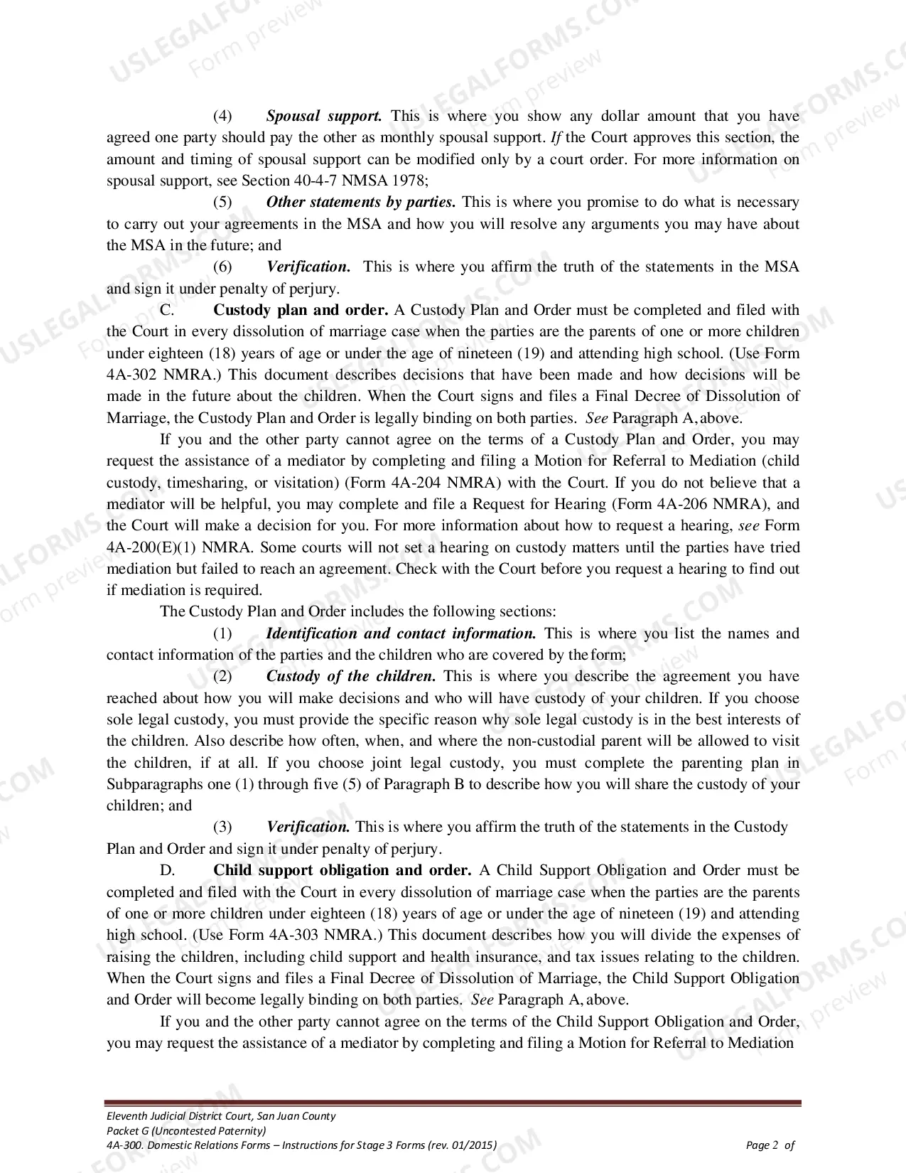 Preview Uncontested Paternity Package - San Juan County