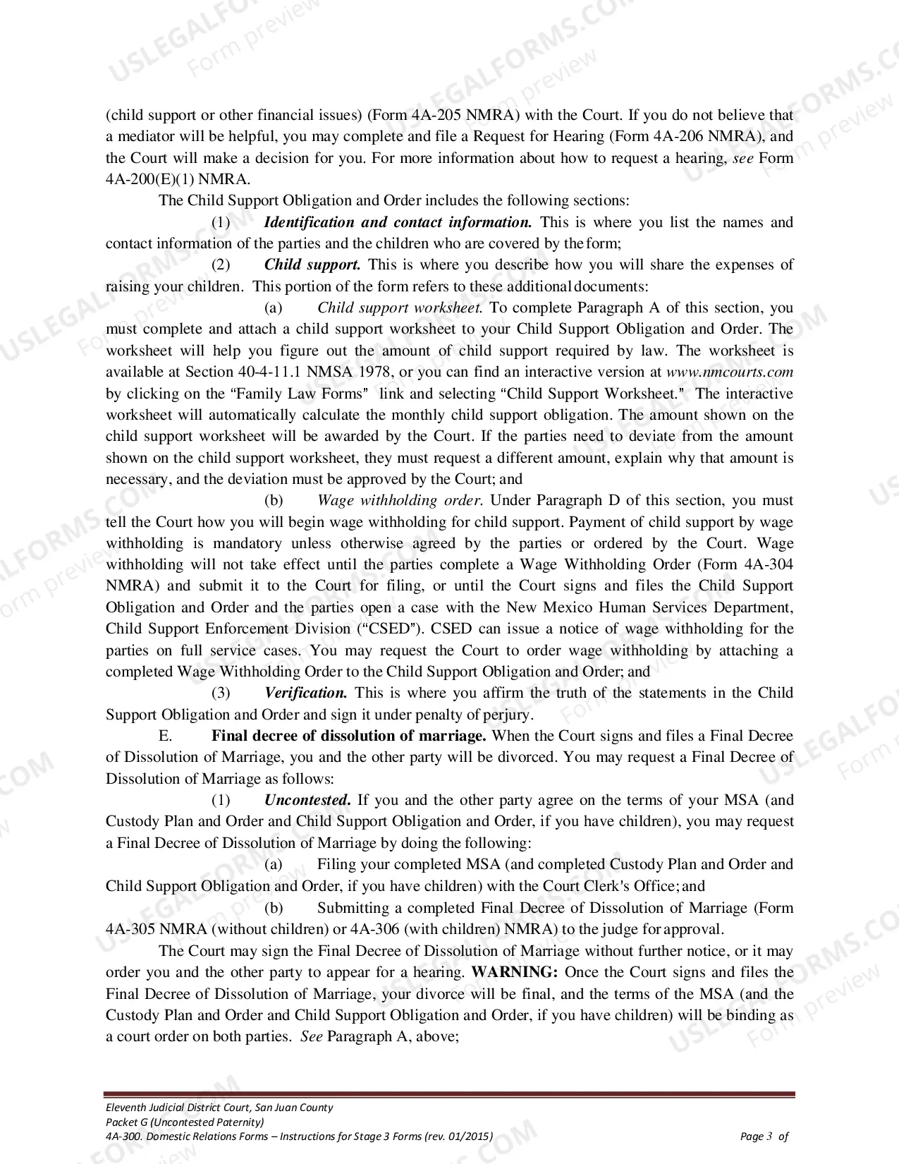 Preview Uncontested Paternity Package - San Juan County