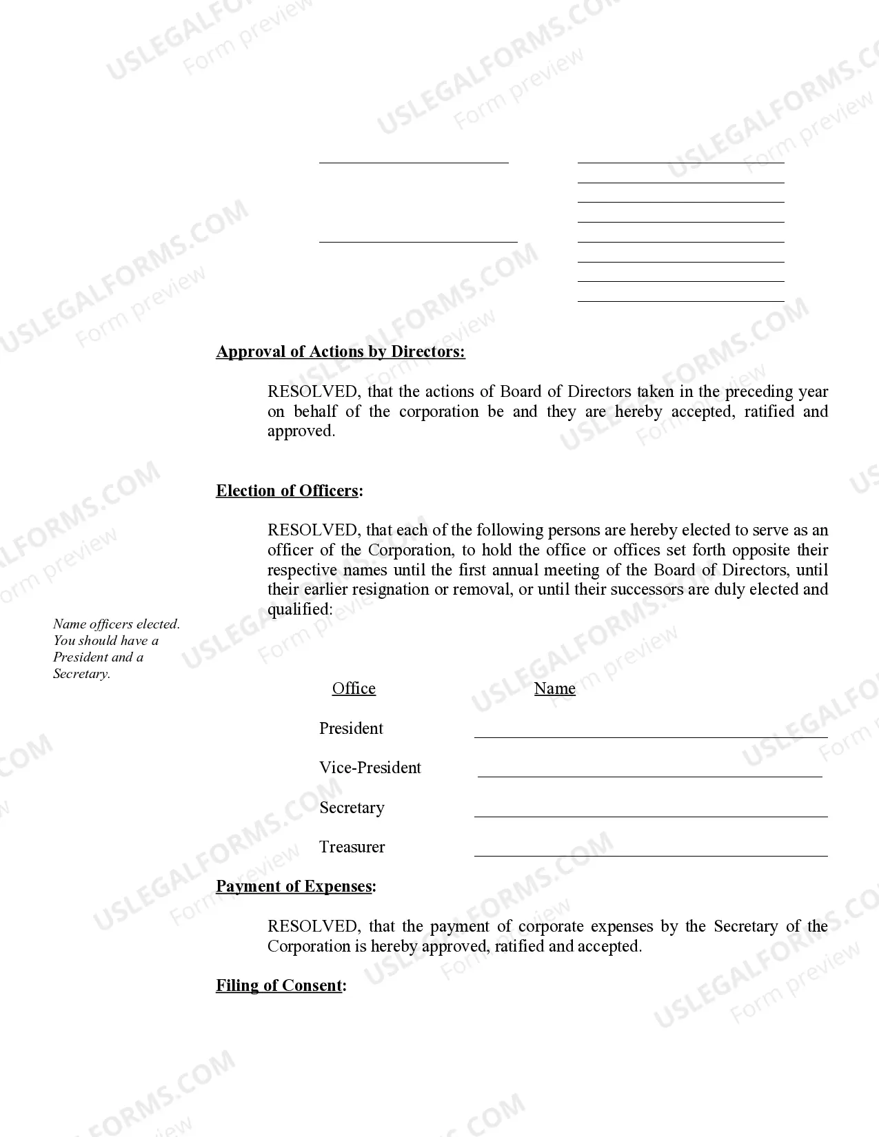 Preview Sample Annual Minutes for a New Mexico Professional Corporation