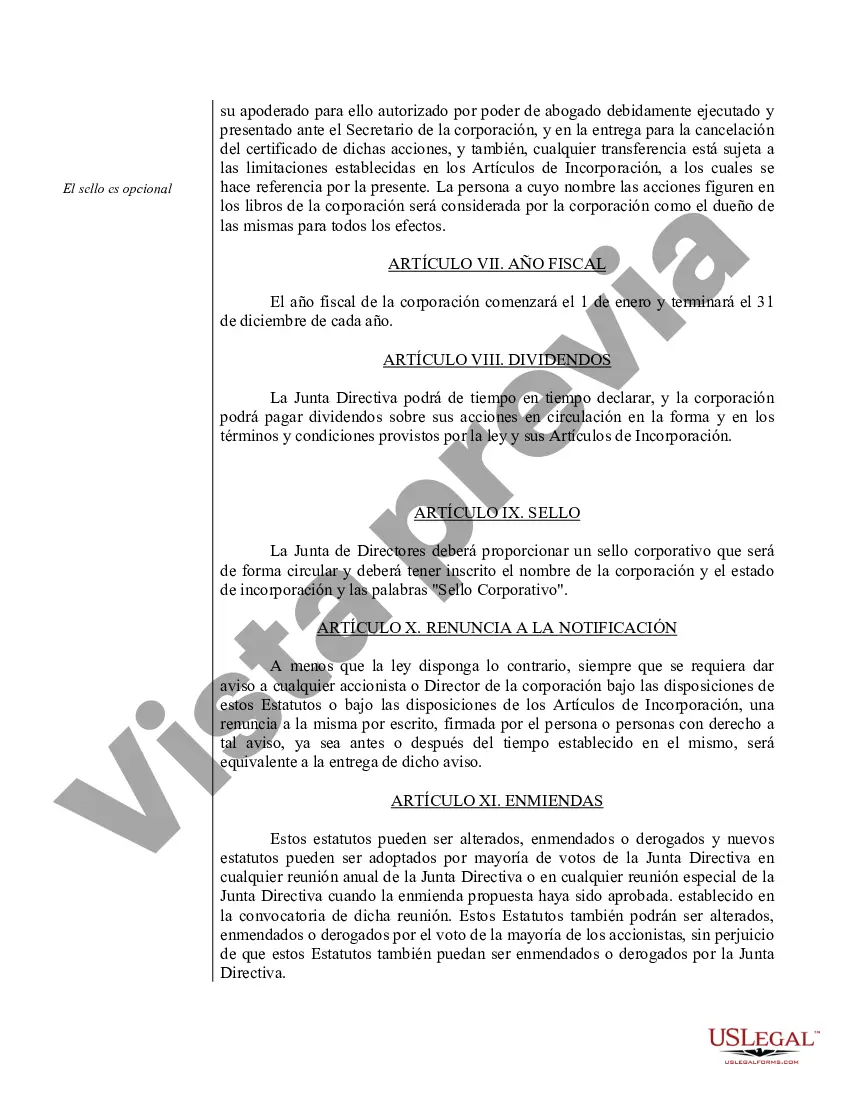 Preview Modelo de estatutos para una corporación profesional de Nuevo México