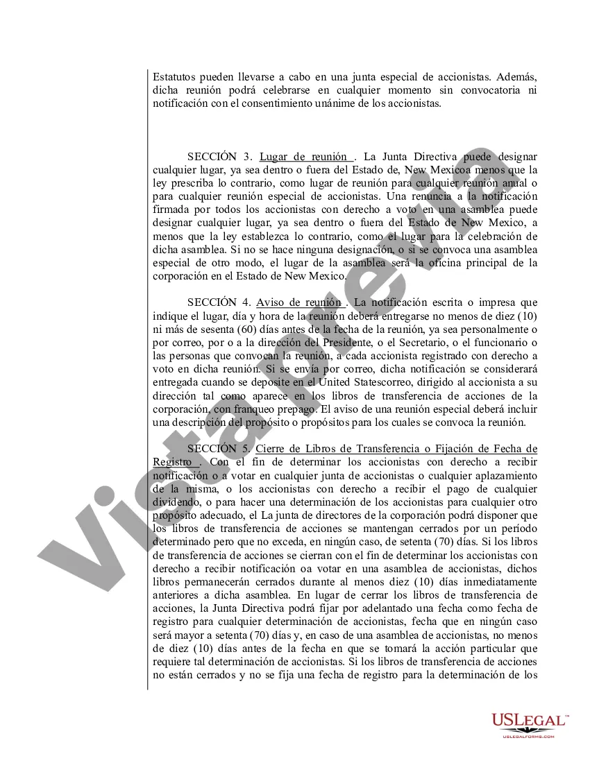 Preview Modelo de estatutos para una corporación profesional de Nuevo México