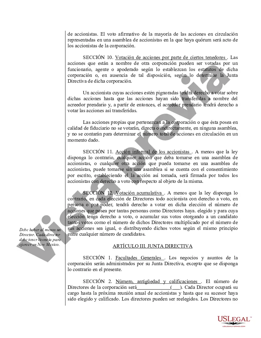 Preview Modelo de estatutos para una corporación profesional de Nuevo México