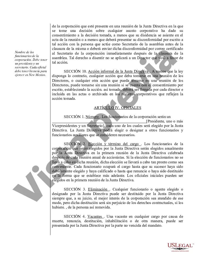 Preview Modelo de estatutos para una corporación profesional de Nuevo México
