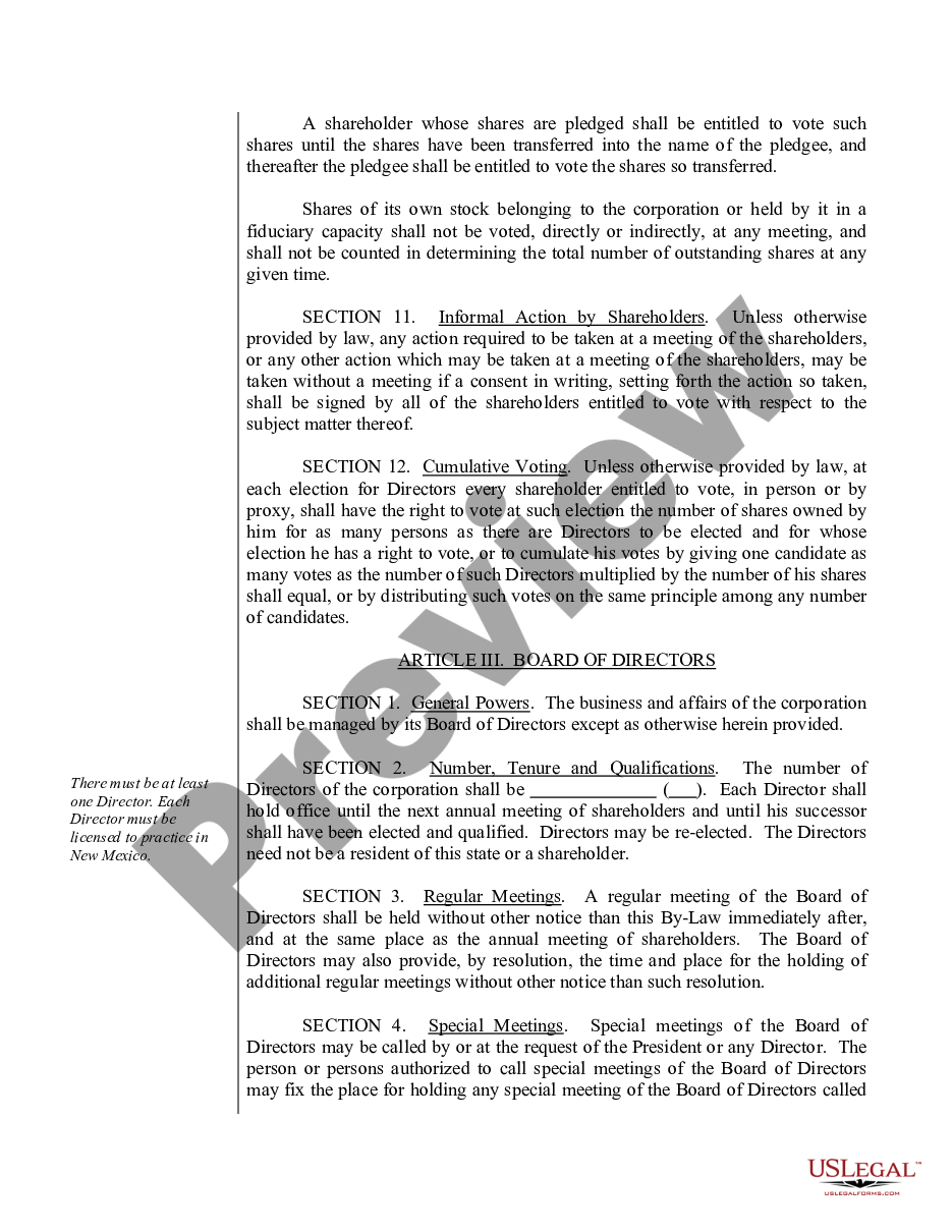 page 4 Sample Bylaws for a New Mexico Professional Corporation preview