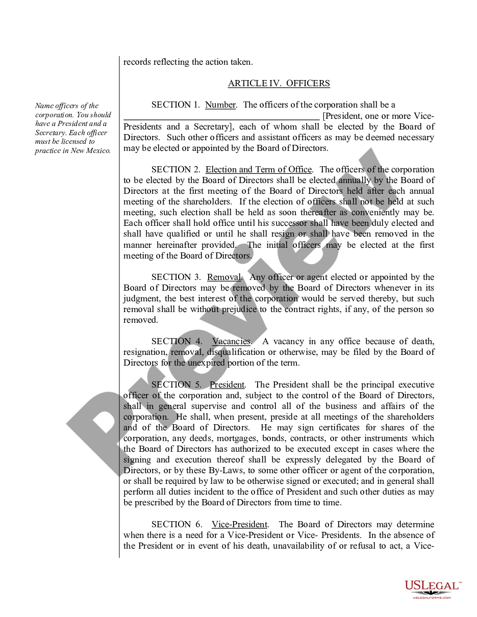 page 6 Sample Bylaws for a New Mexico Professional Corporation preview