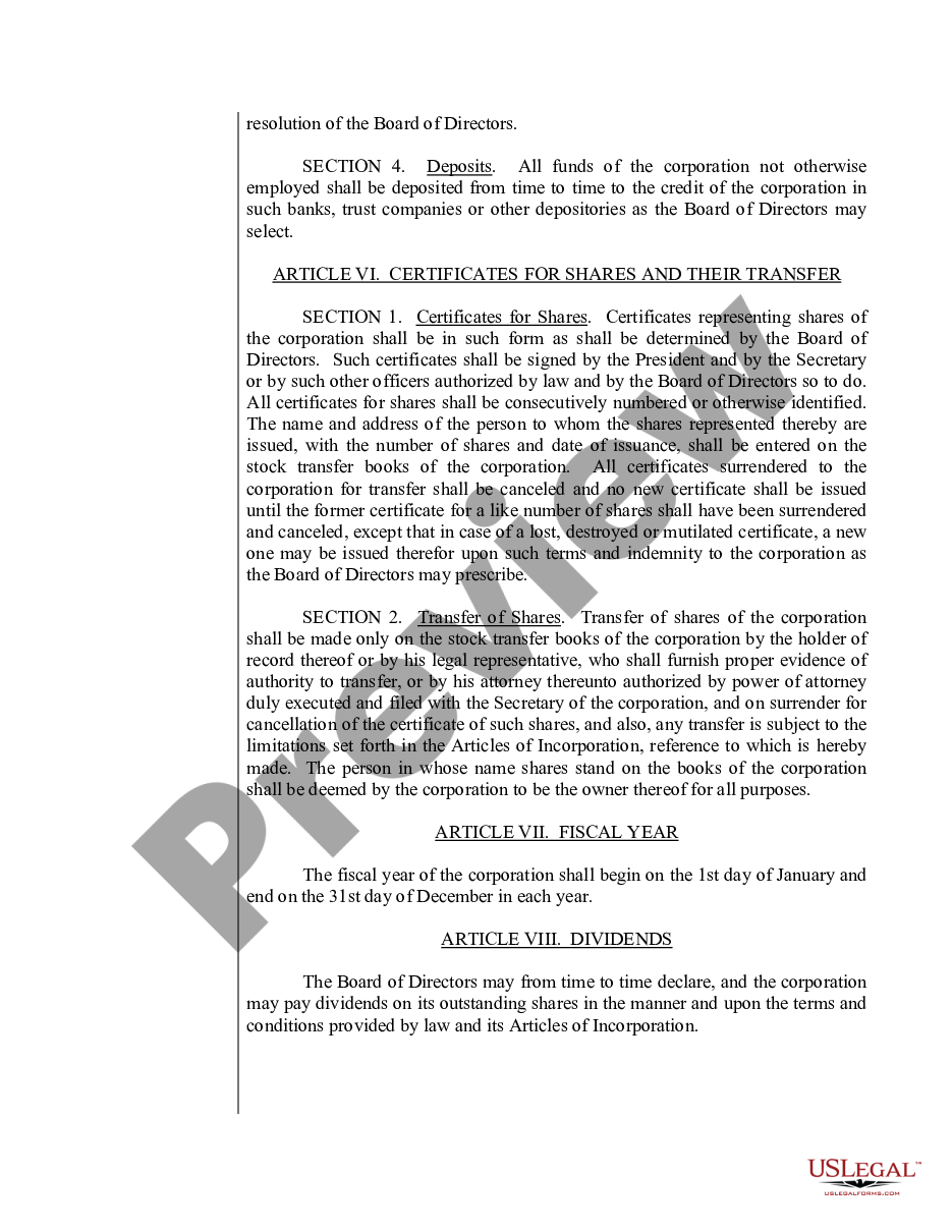 page 8 Sample Bylaws for a New Mexico Professional Corporation preview