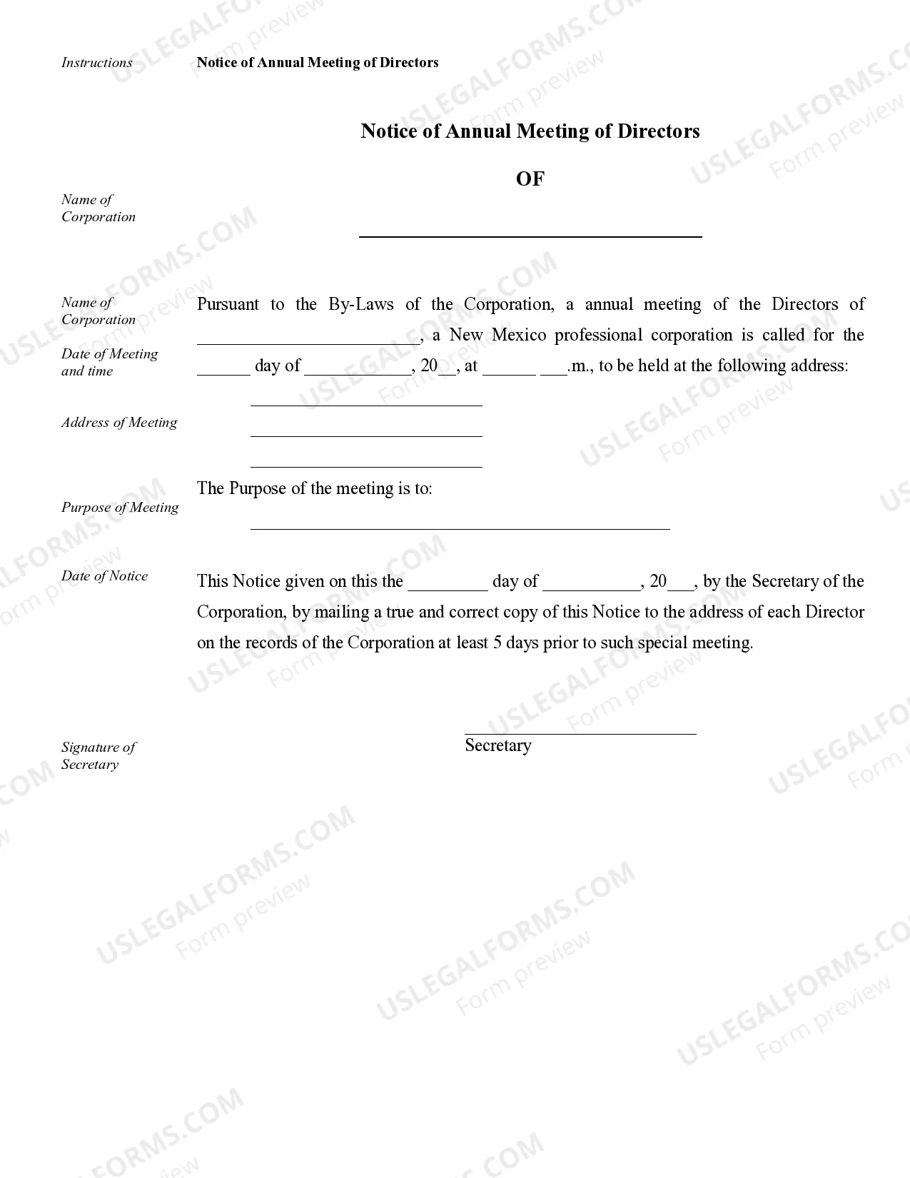 Preview Sample Corporate Records for a New Mexico Professional Corporation