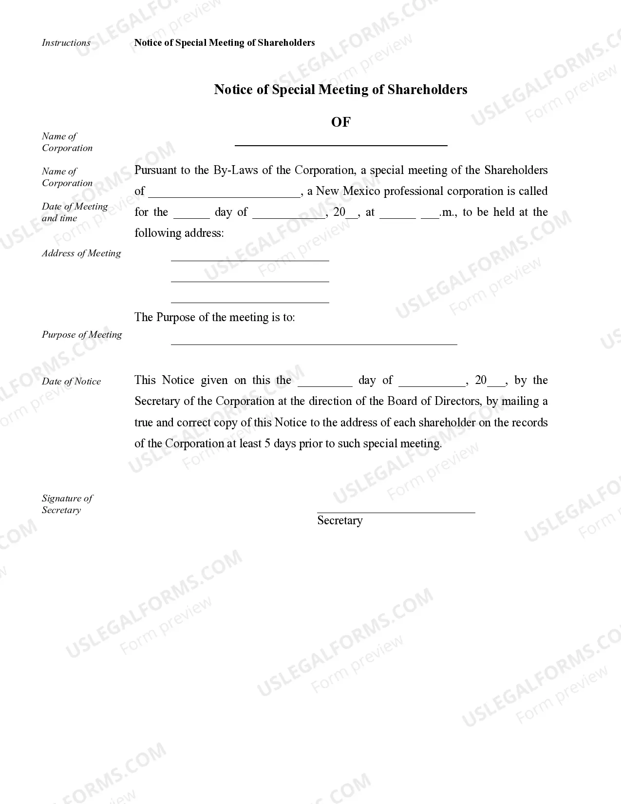 Preview Sample Corporate Records for a New Mexico Professional Corporation