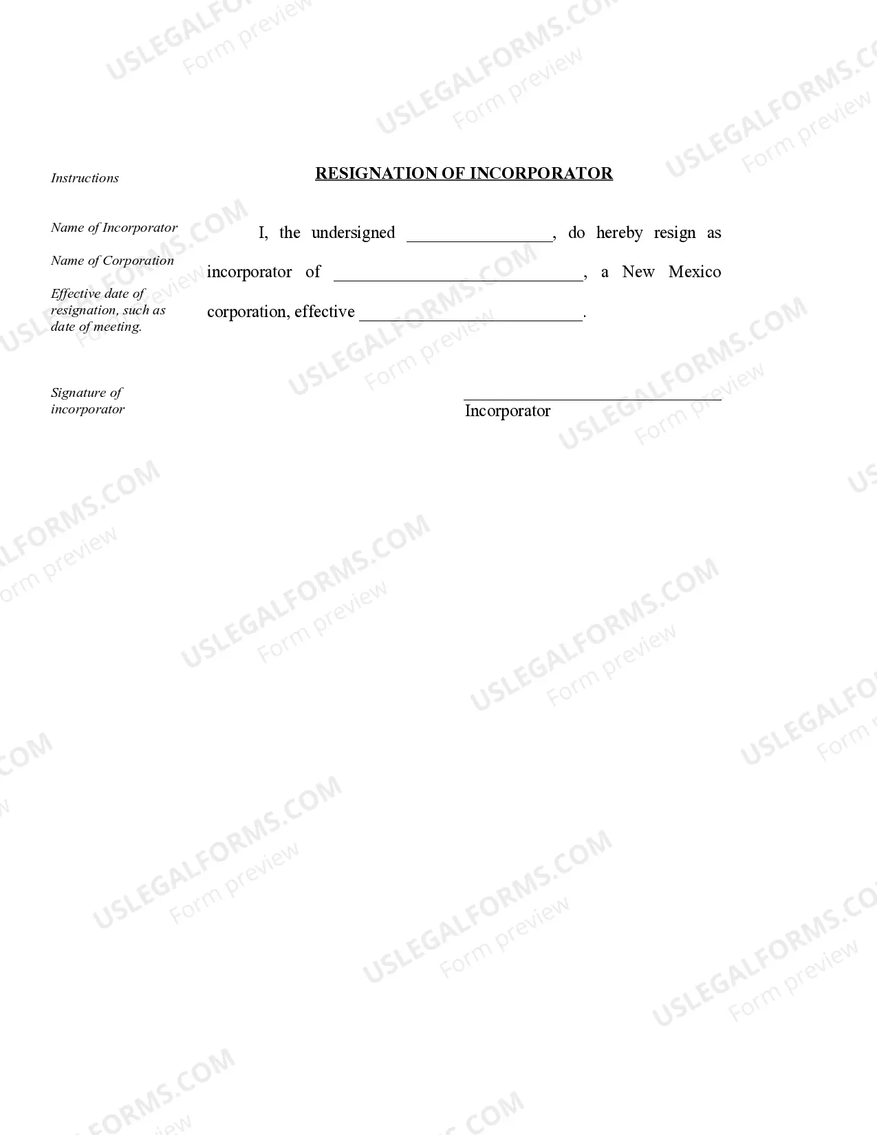 Preview Organizational Minutes for a New Mexico Professional Corporation