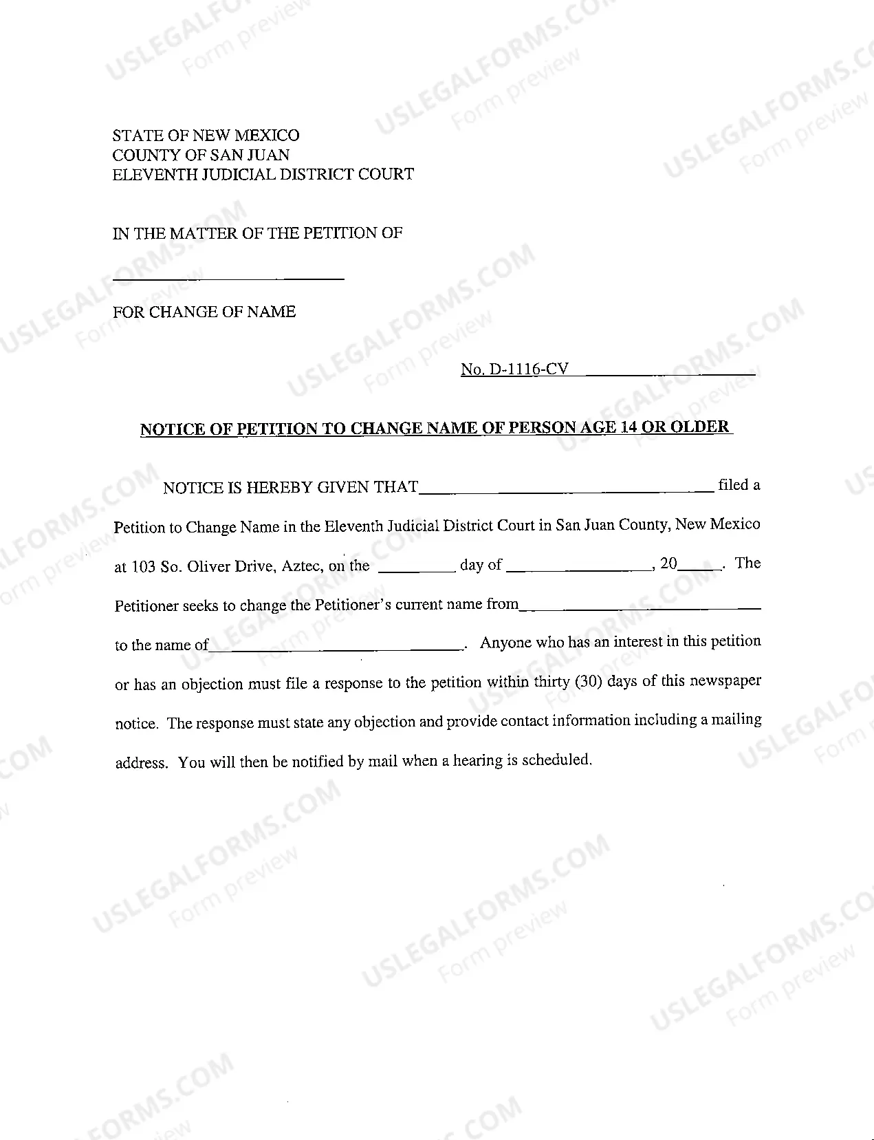 Preview Name Change Instructions and Forms for an Adult - San Juan County Only