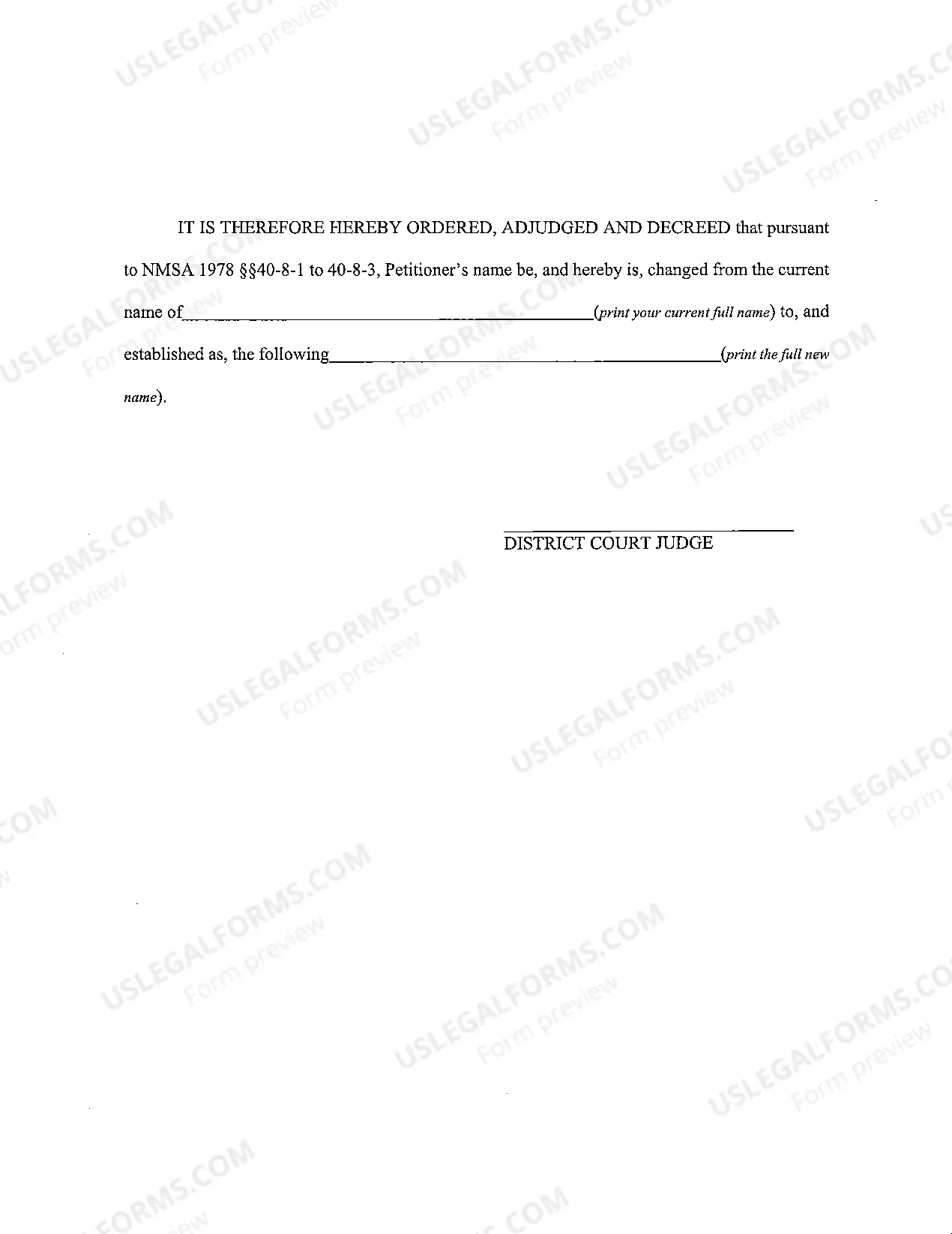 Preview Name Change Instructions and Forms for an Adult - San Juan County Only