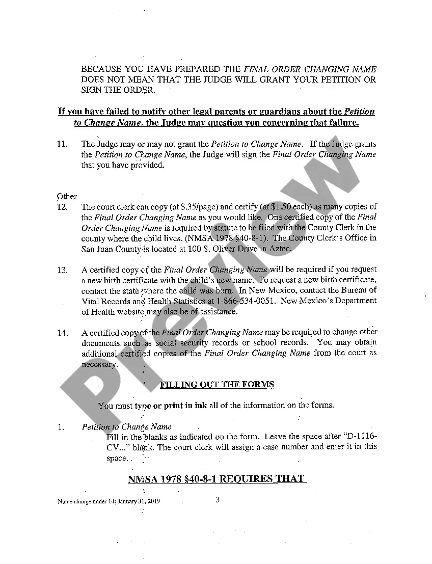 Get Name Change Instructions and Forms for a Minor Under Age 14 - San Juan County Mirror Preview Name Change Instructions and Forms for a Minor Under Age 14 - San Juan County Mirror