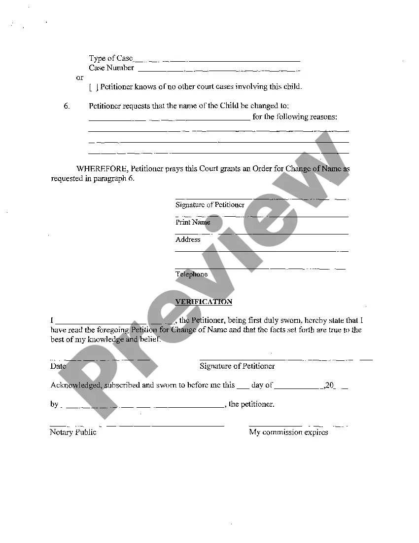 Preview Name Change Instructions and Forms for a Minor Child - Santa Fe County Only
