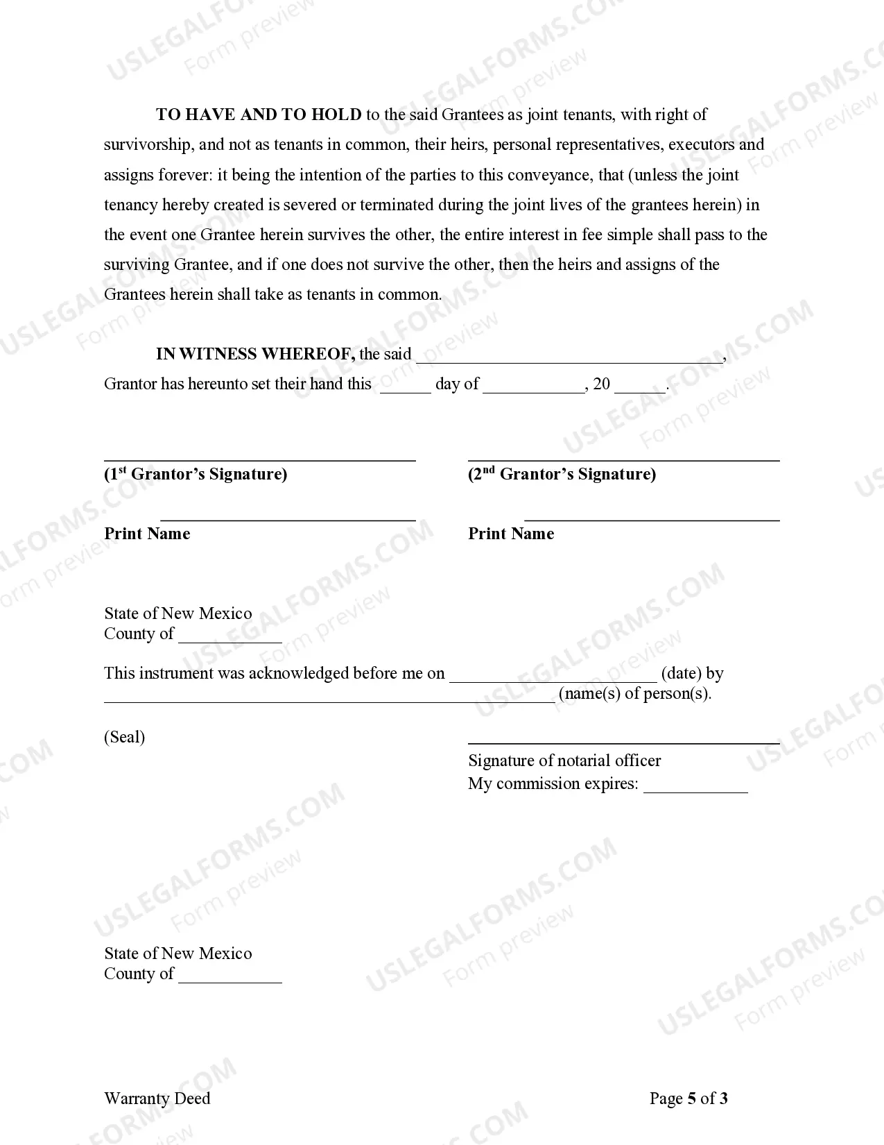 Preview Warranty Deed for Husband and Wife Converting Property from Tenants in Common to Joint Tenancy