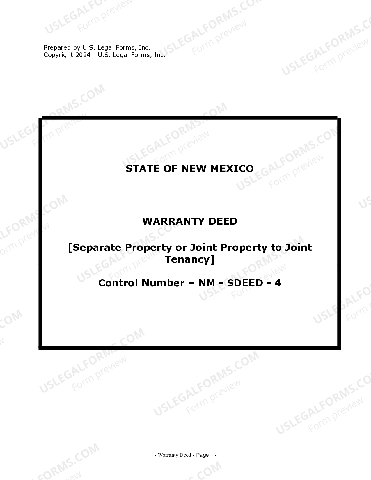 New Mexico Warranty Deed for Separate or Joint Property to Joint Tenancy Warranty Deed Joint