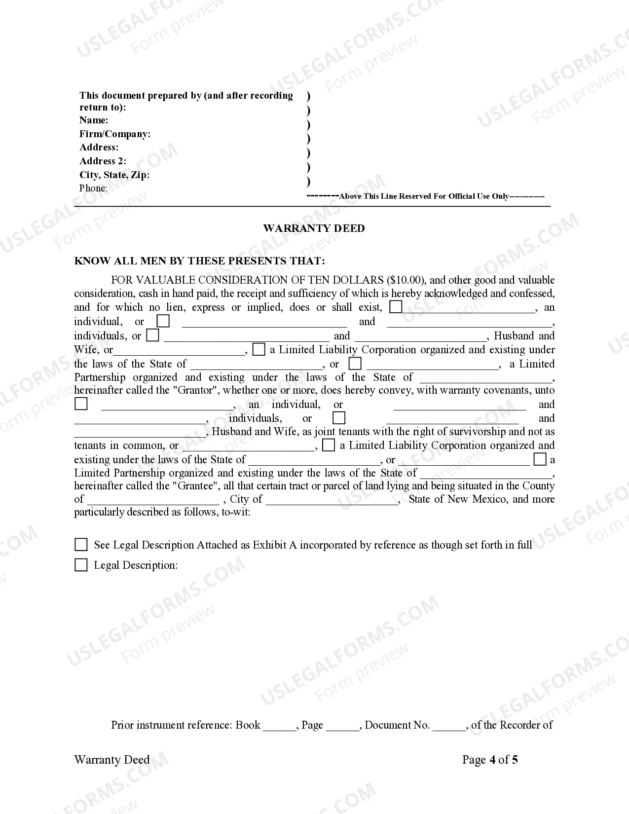 Preview Warranty Deed from Limited Partnership or LLC is the Grantor, or Grantee