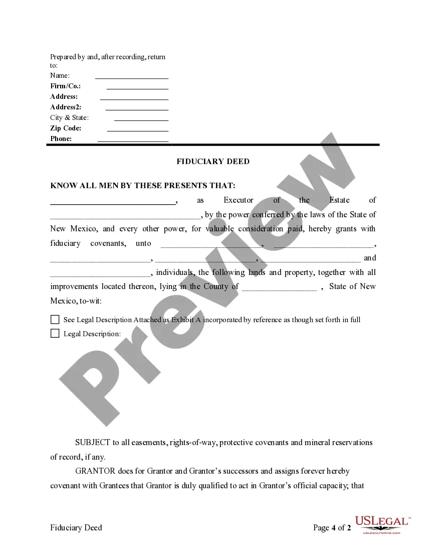 Preview Warranty Deed - Executor's Deed