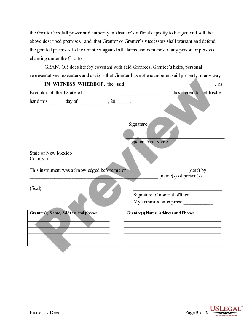 Preview Warranty Deed - Executor's Deed