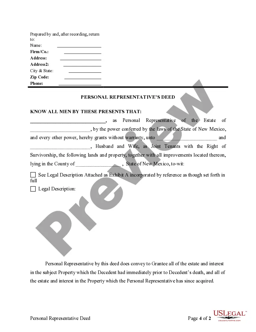 Preview Quitclaim Deed for Personal Representative's Deed