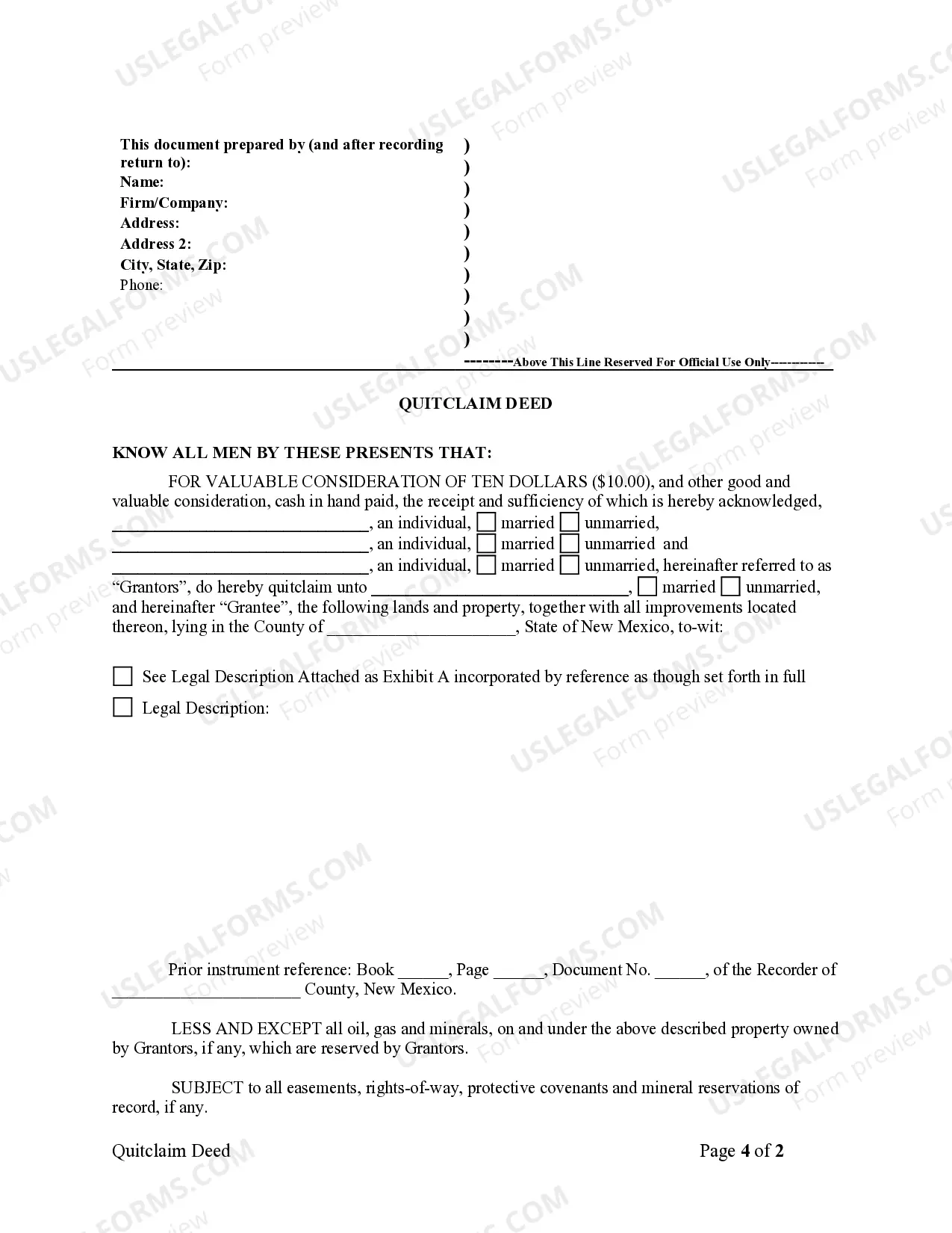 Preview Quitclaim Deed for Three Individuals to One Individual