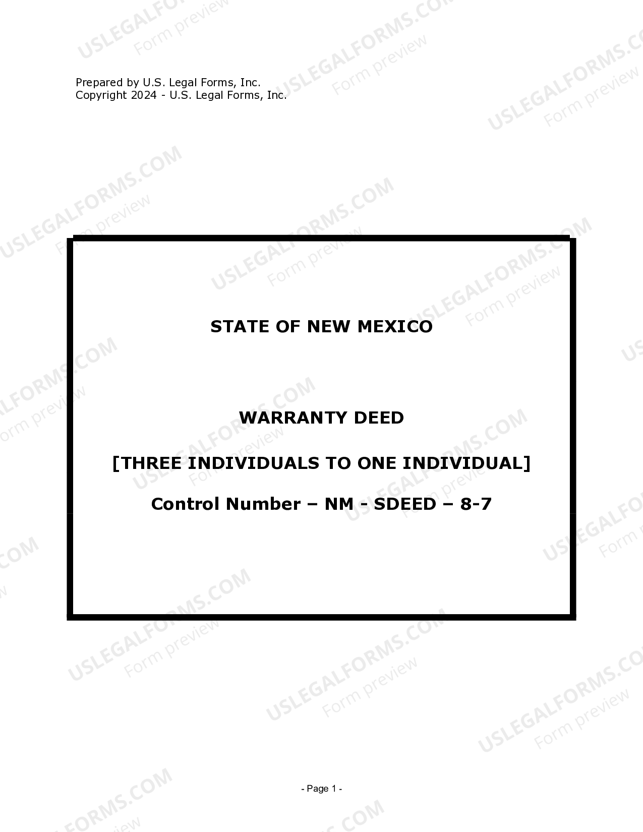 New Mexico Warranty Deed for Three Individuals to One Individual Nm