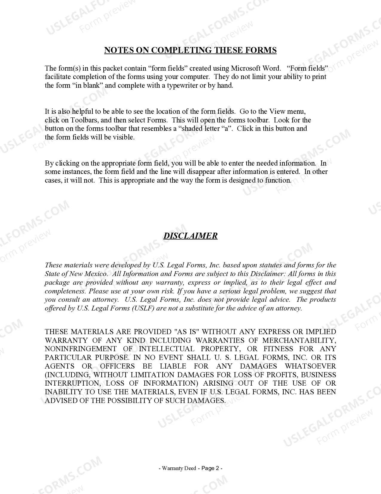 Preview Warranty Deed from Trust to One Individual
