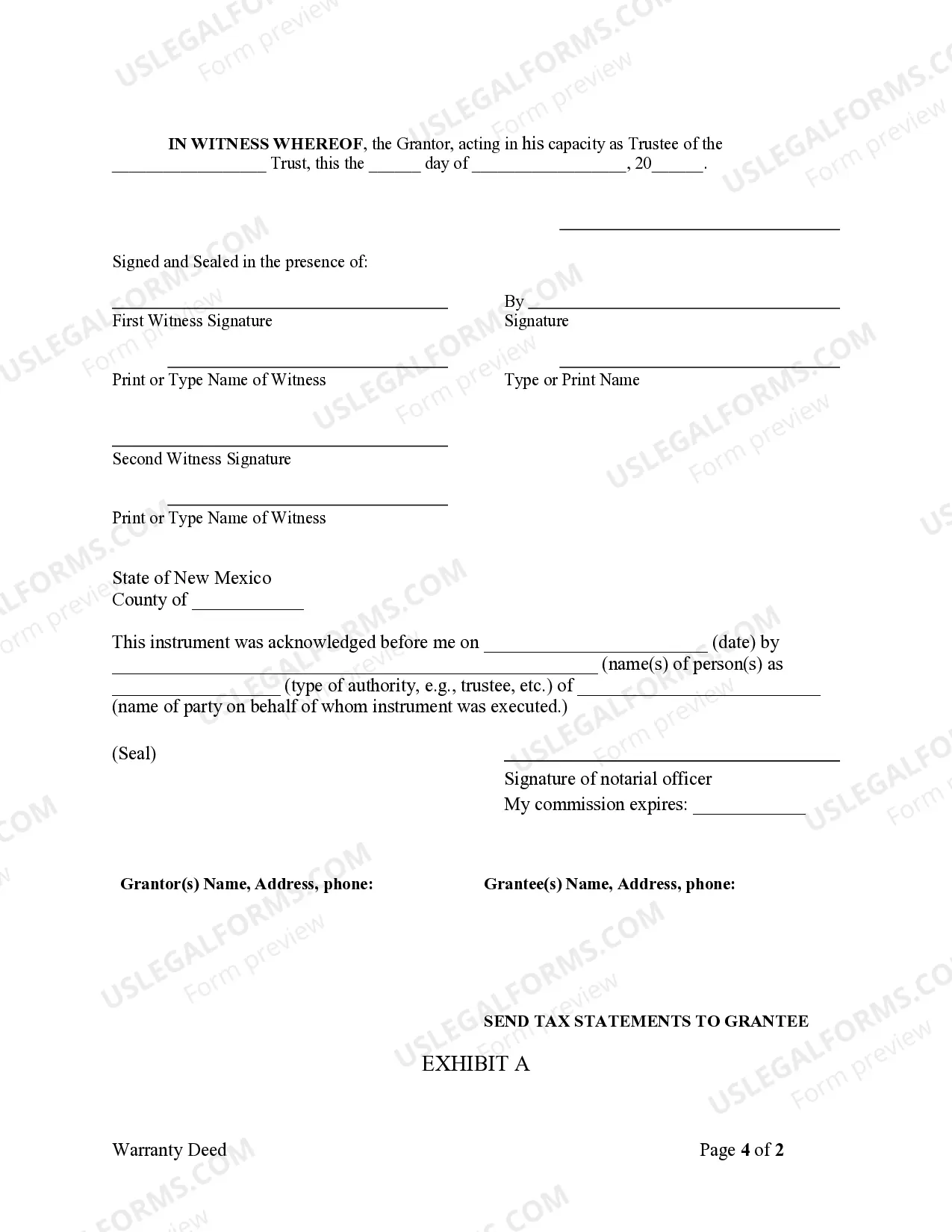 Preview Warranty Deed from Trust to One Individual